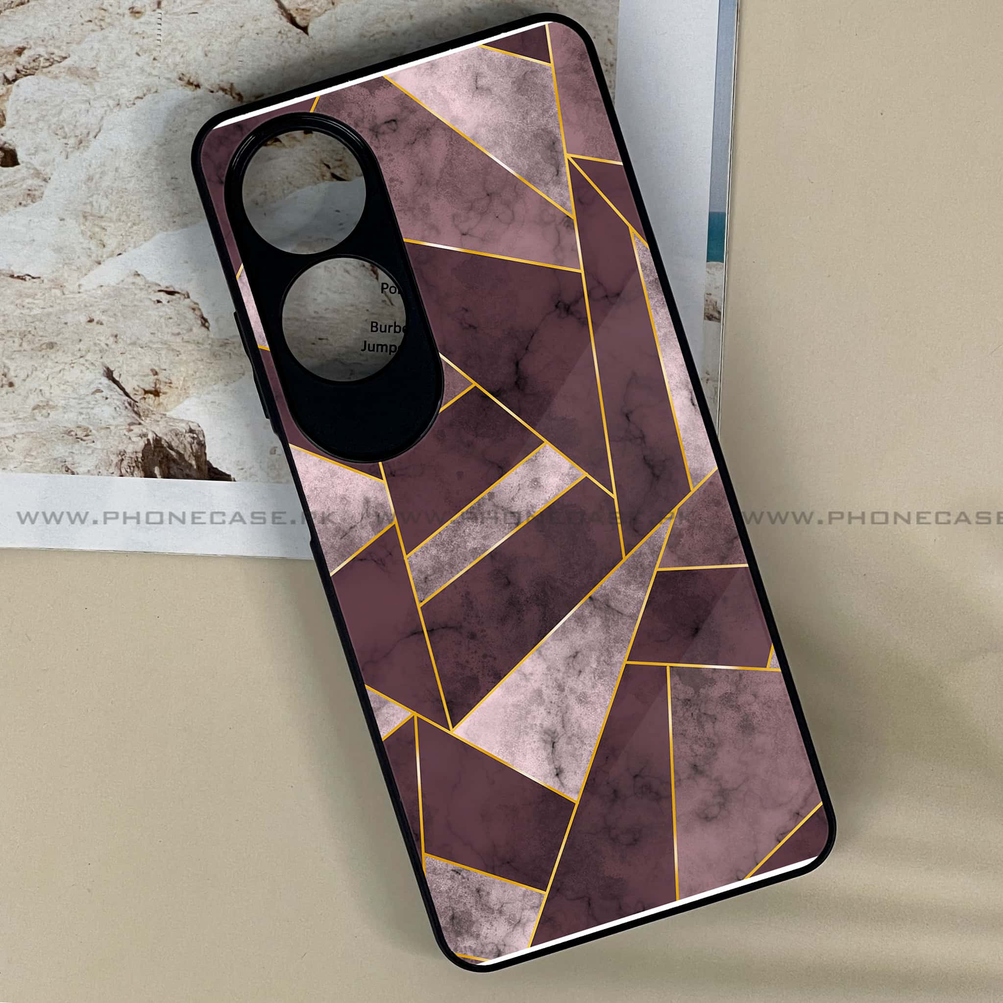 Oppo A60 - Geometric Marble Series - Premium Printed Metal soft Bumper shock Proof Case