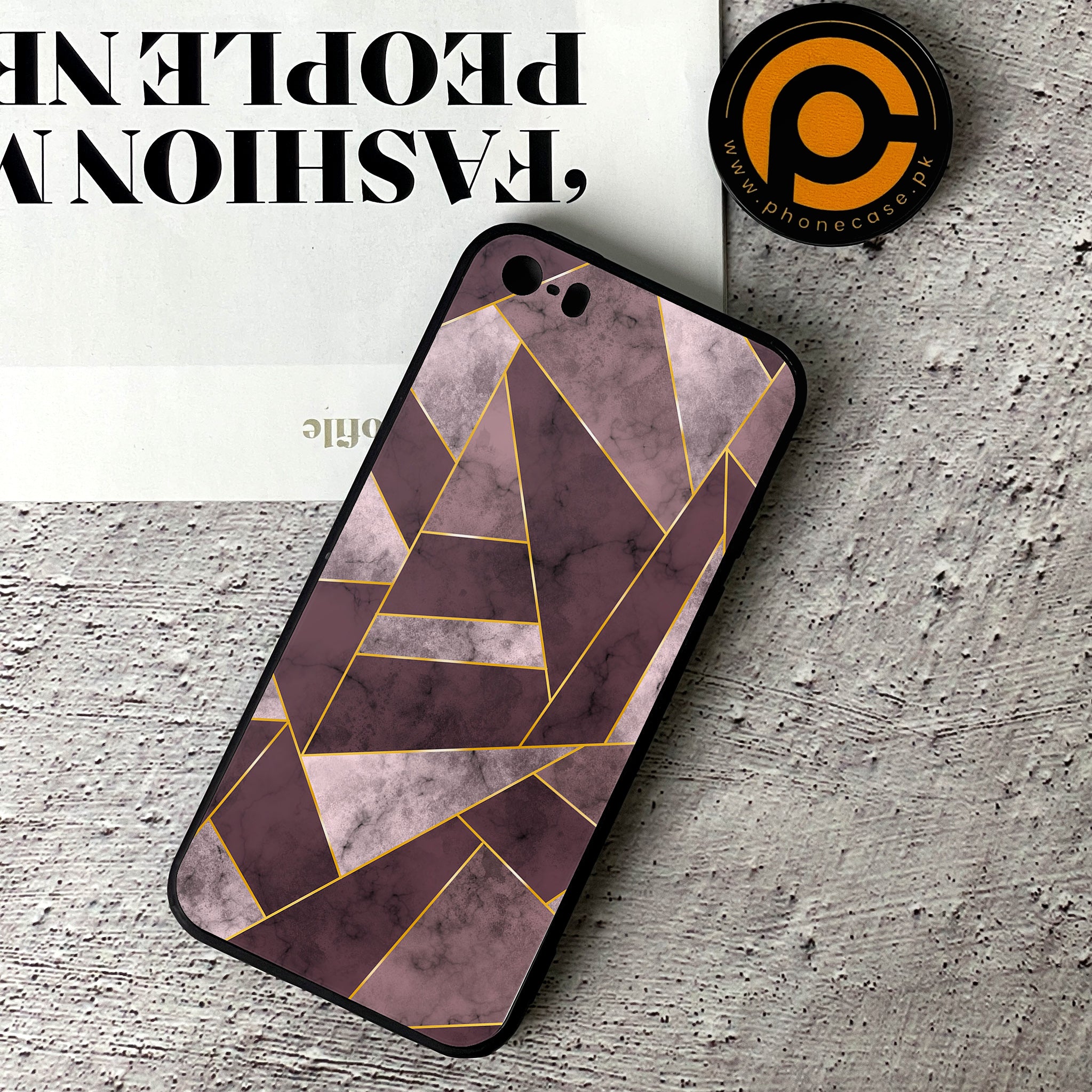 iPhone 5/5c/5s - Geometric Marble Series - Premium Printed Glass soft Bumper shock Proof Case