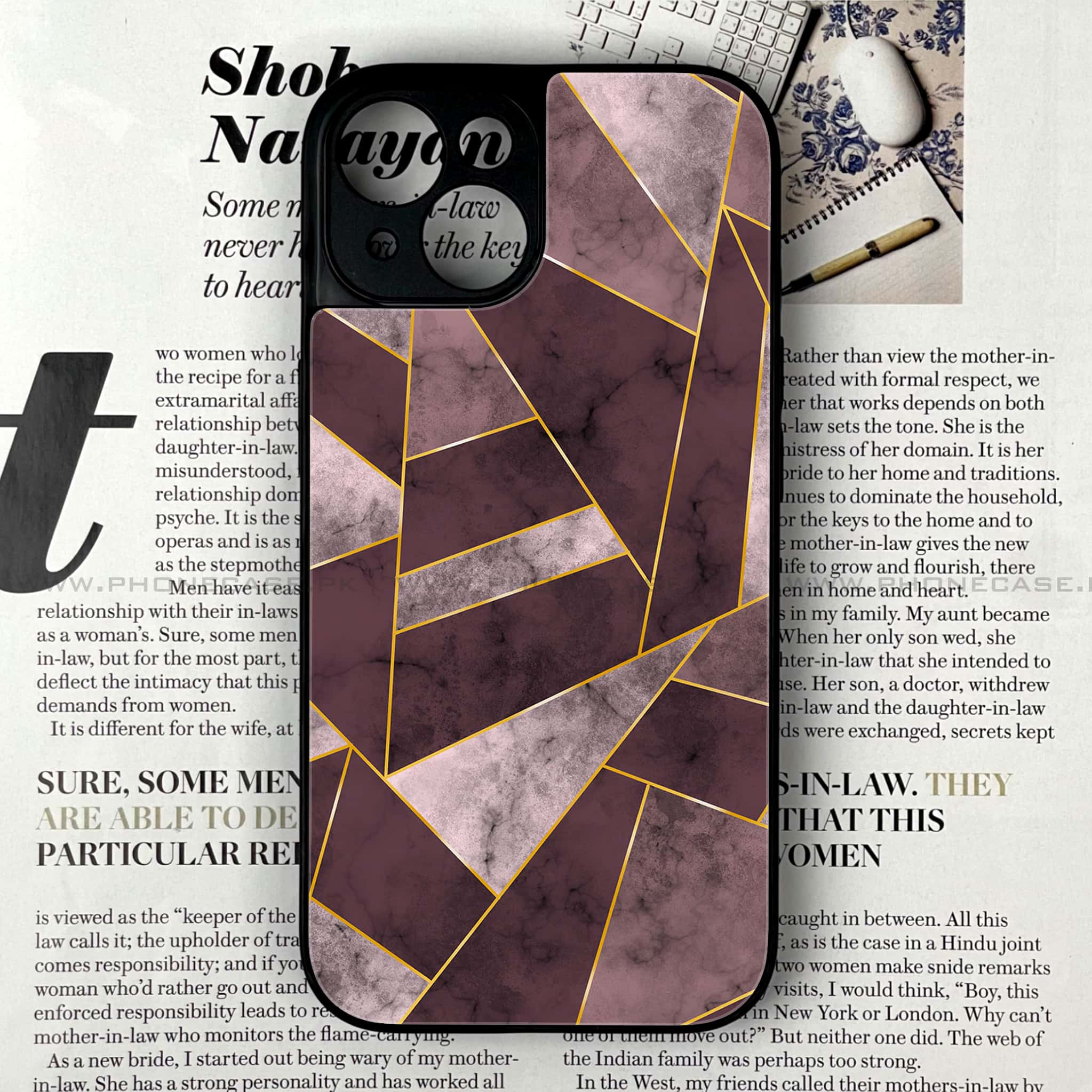 iPhone 15 Plus - Geometric Marble Series - Premium Printed Glass soft Bumper shock Proof Case