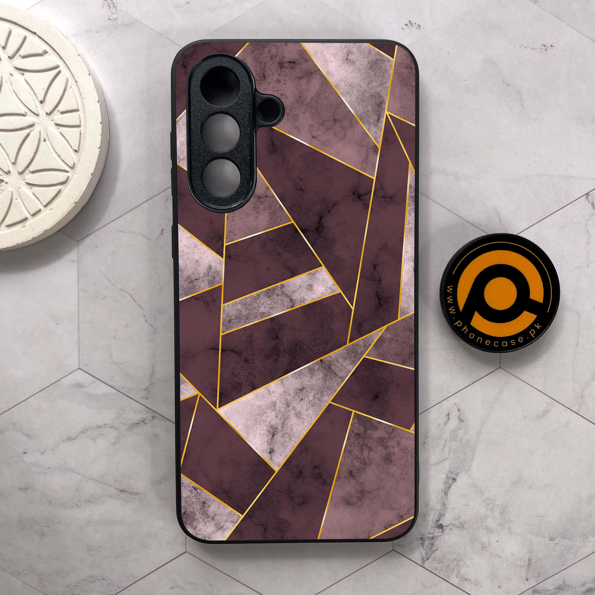 Samsung Galaxy A26 5G -   Geometric Marble Series - Premium Metal Printed soft Bumper shock Proof Case