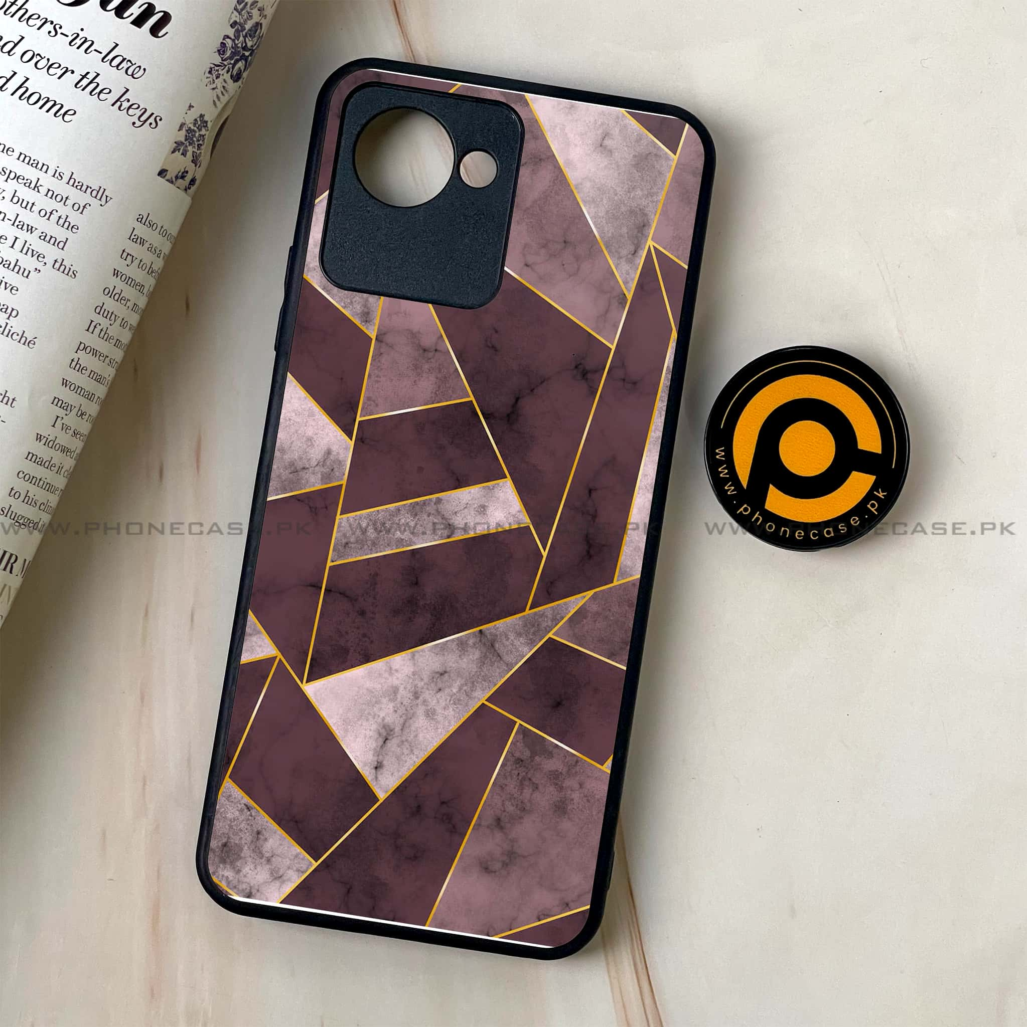 Realme C30 - Geometric Marble Series - Premium Printed Glass soft Bumper shock Proof Case