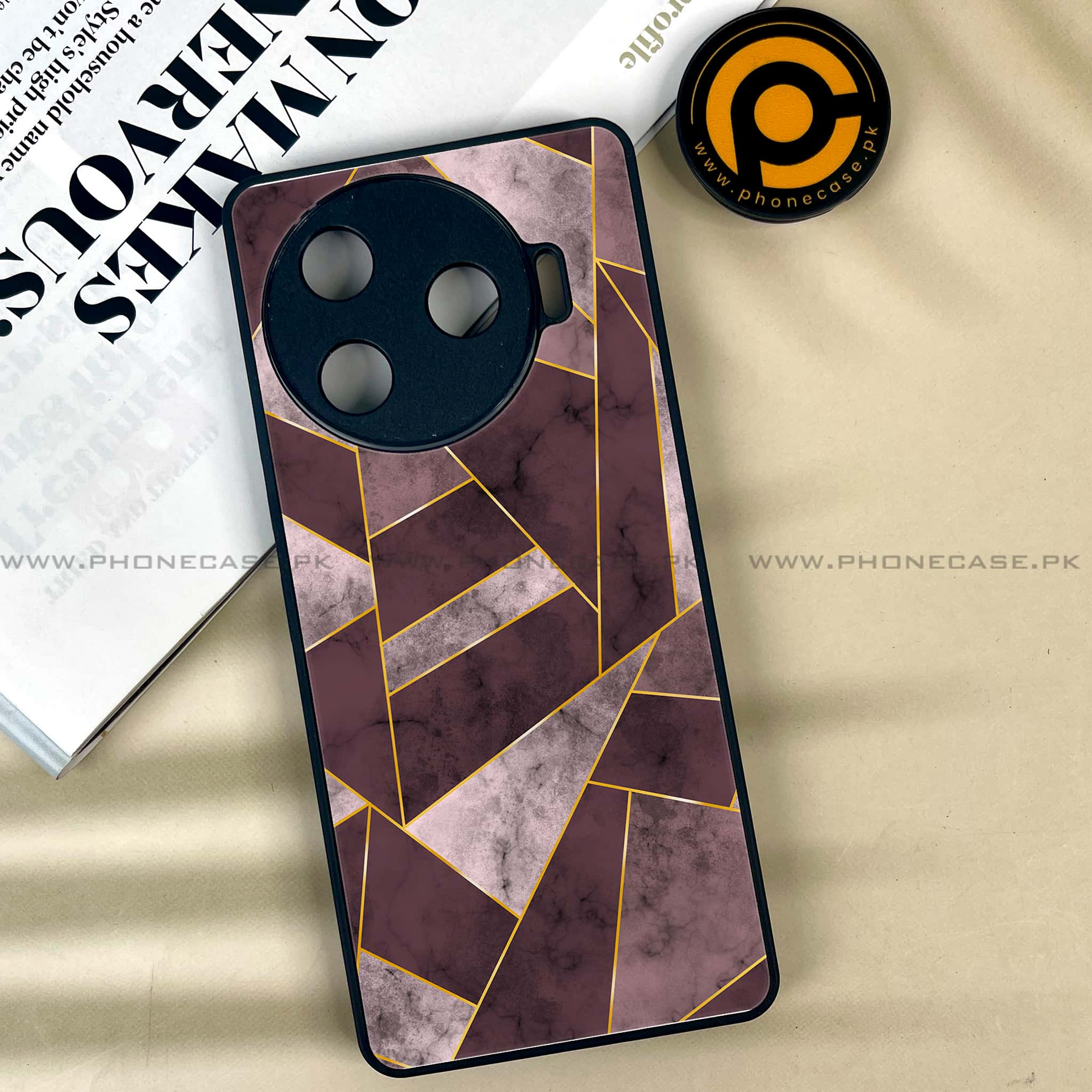 Tecno Camon 30 Pro - Geometric Marble Series - Premium Printed Glass soft Bumper shock Proof Case