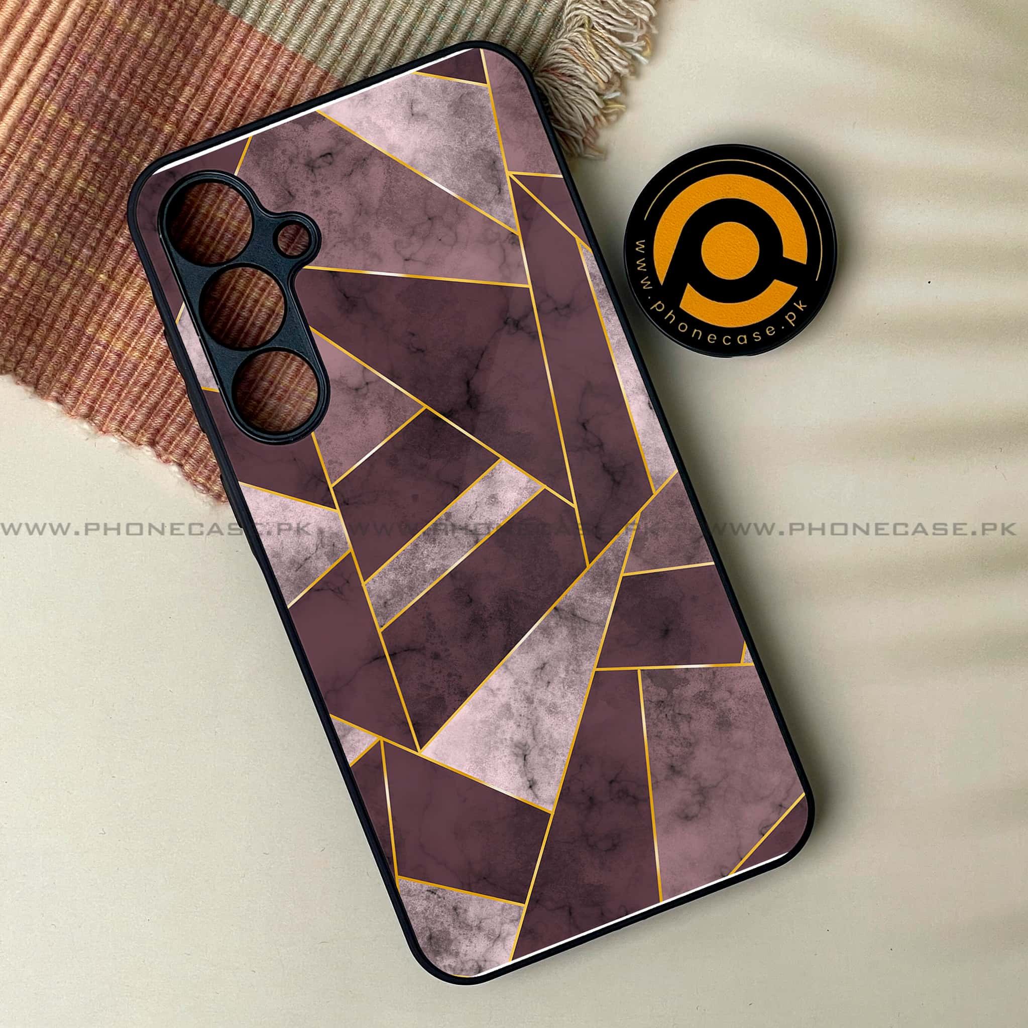 Samsung Galaxy A34 - Geometric Marble Series - Premium Printed Glass soft Bumper shock Proof Case