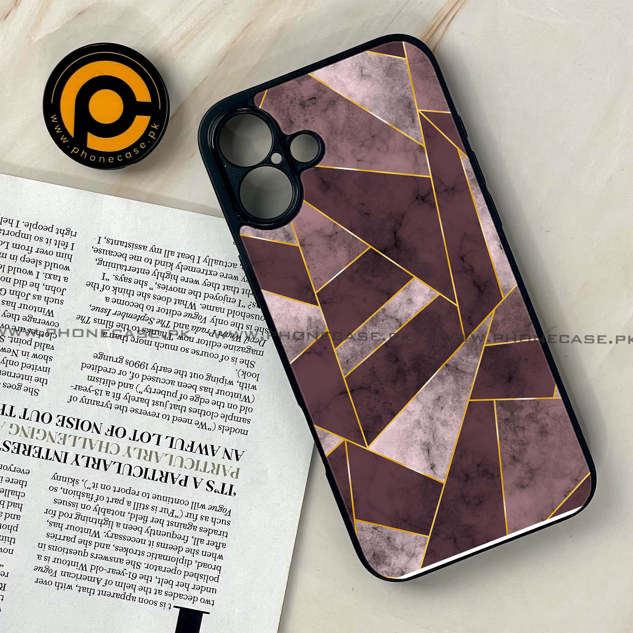 iPhone 16 Plus - Geometric Marble Series - Premium Printed Glass soft Bumper shock Proof Case