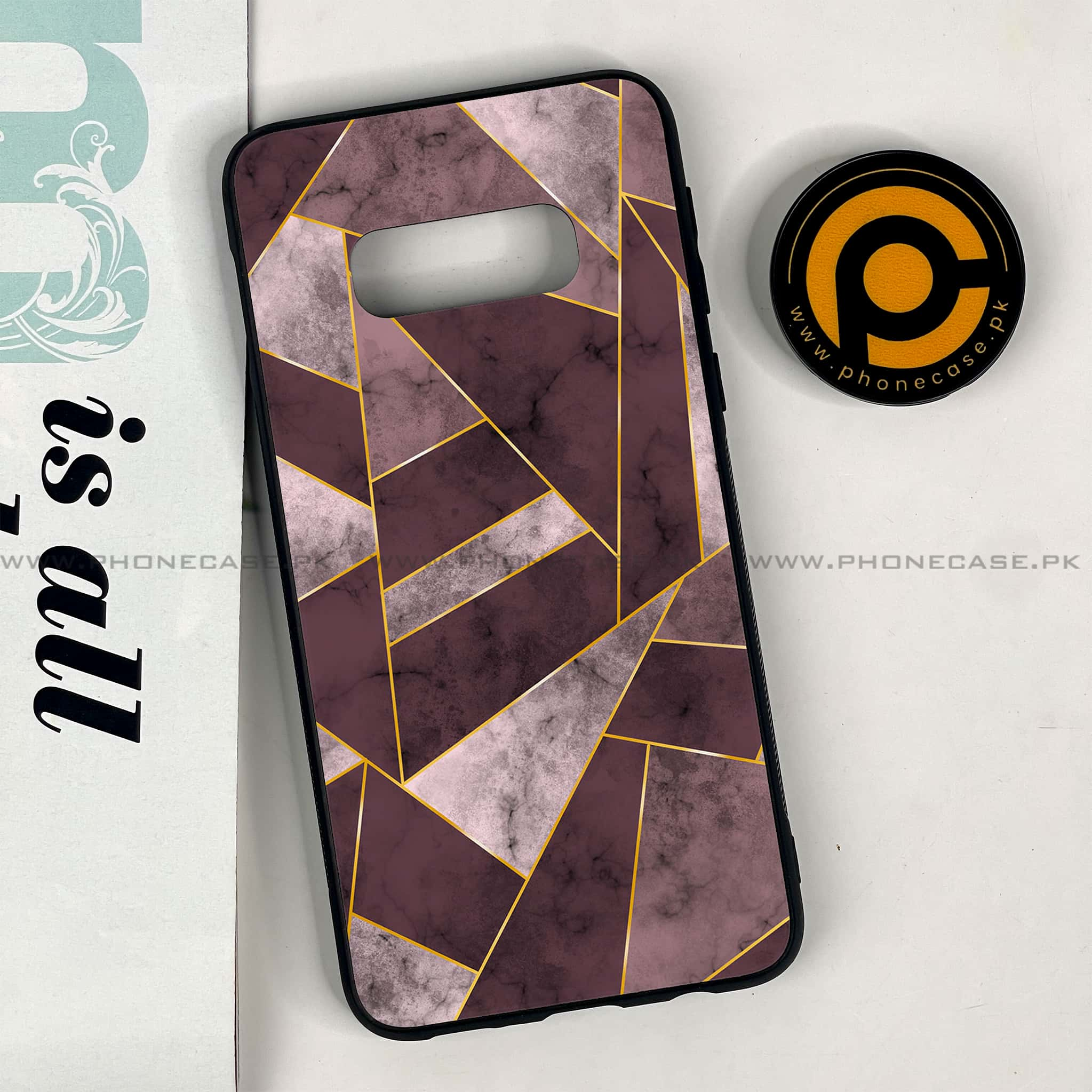 Galaxy S10e - Geometric Marble Series - Premium Printed Glass soft Bumper shock Proof Case