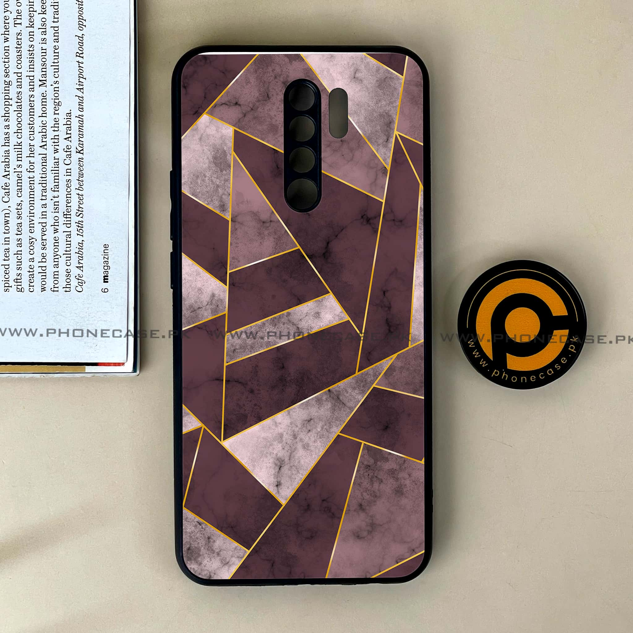 Xiaomi Redmi 9 - Geometric Marble Series - Premium Printed Glass soft Bumper shock Proof Case