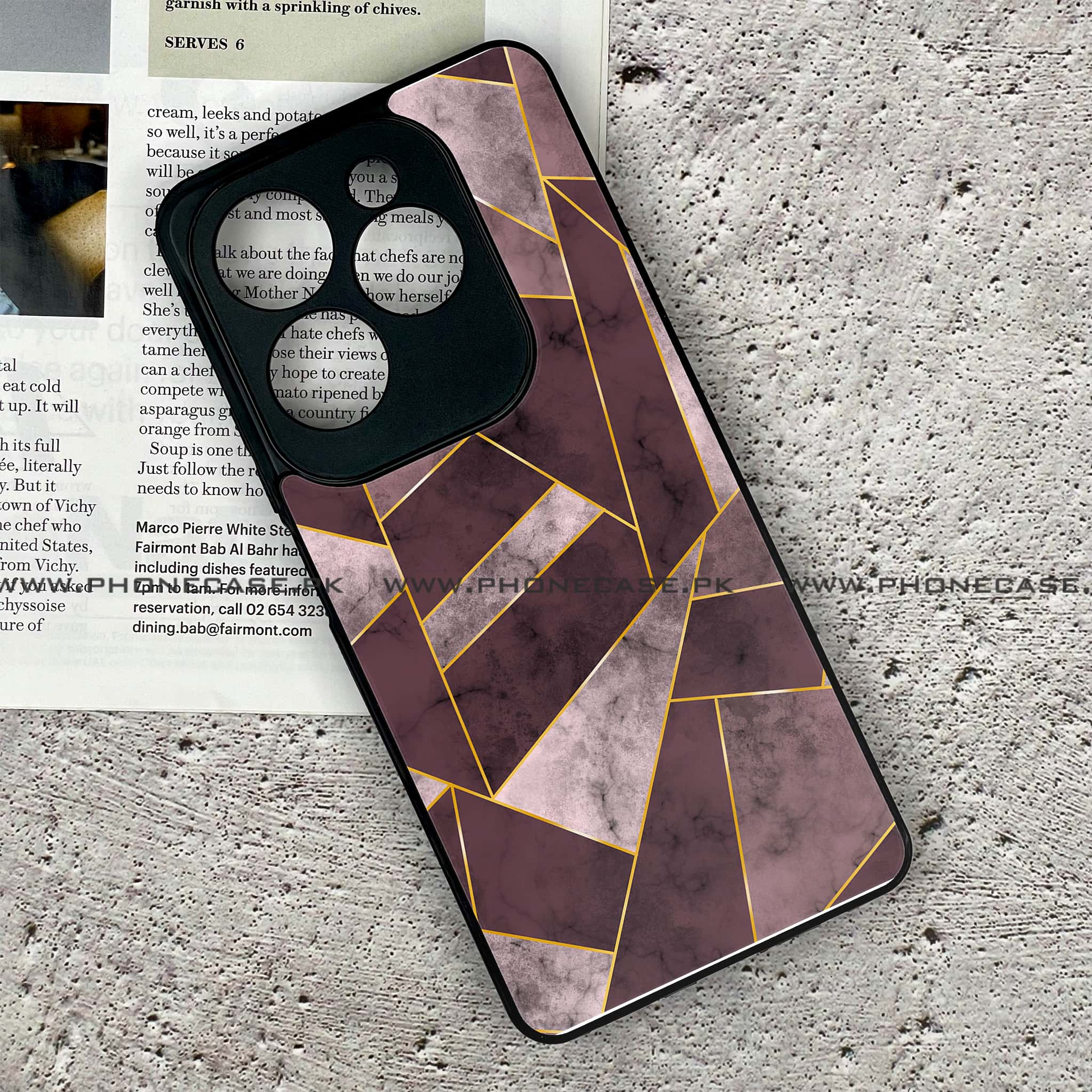 Infinix Hot 40 Pro - Geometric Marble Series - Premium Printed Glass soft Bumper shock Proof Case