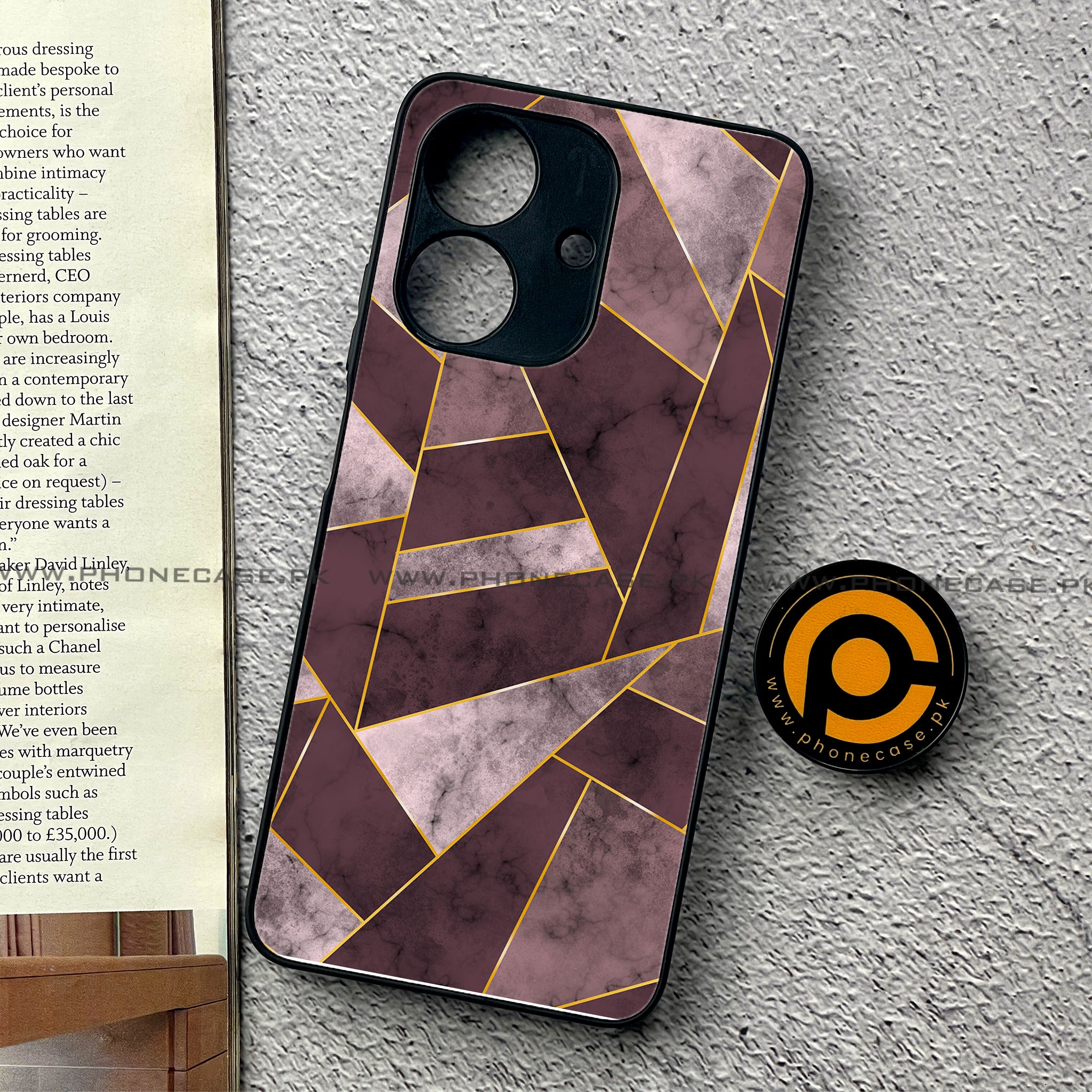 Realme Note 60 - Geometric Marble Series - Premium Printed Glass soft Bumper shock Proof Case