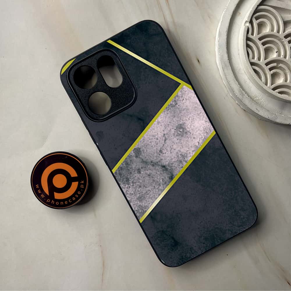 Oppo Reno 14F - Geometric Marble Series - Premium Metal Printed Soft Bumper Shockproof Case