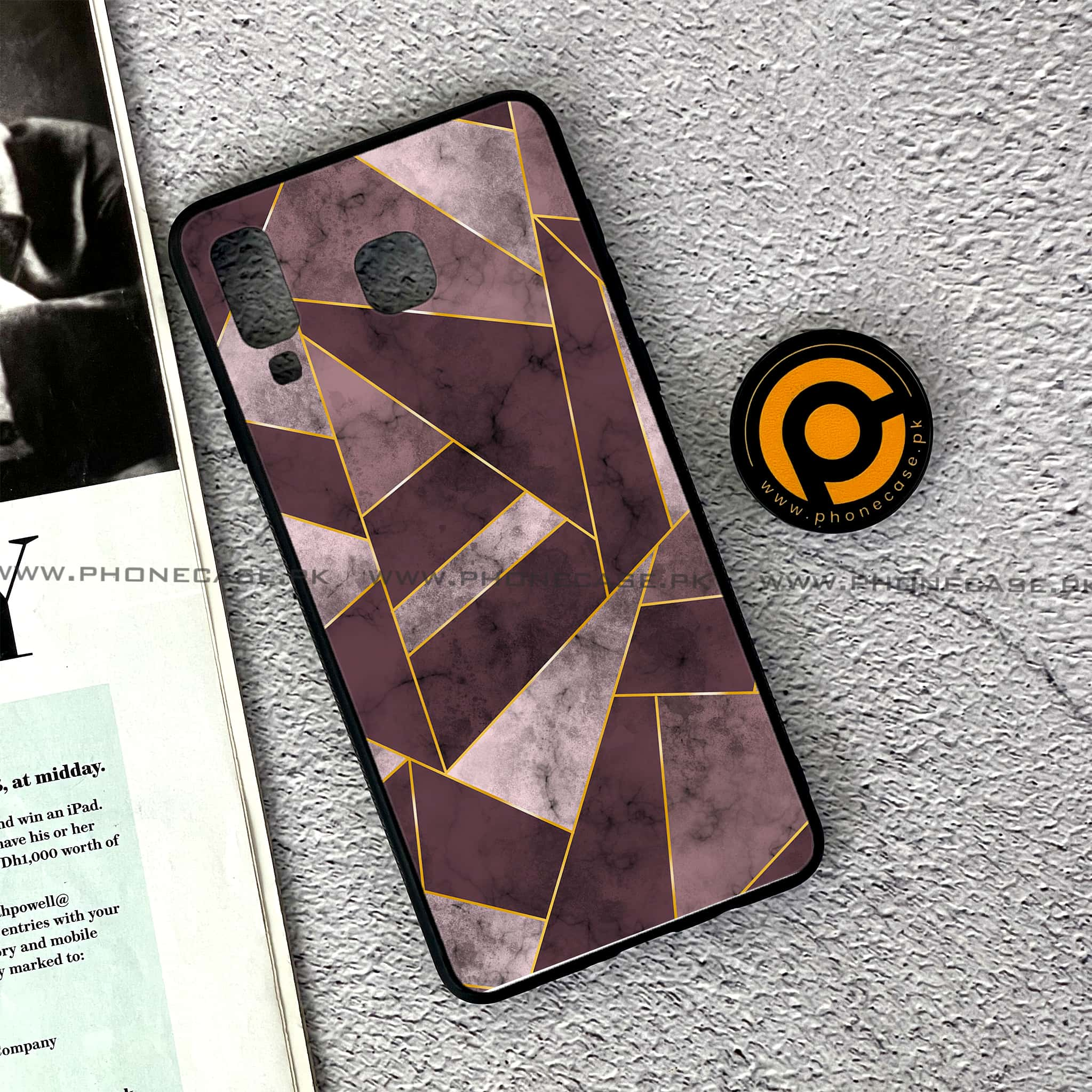 Samsung Galaxy A8 Star(A9 Star) - Geometric Marble Series - Premium Printed Glass soft Bumper shock Proof Case