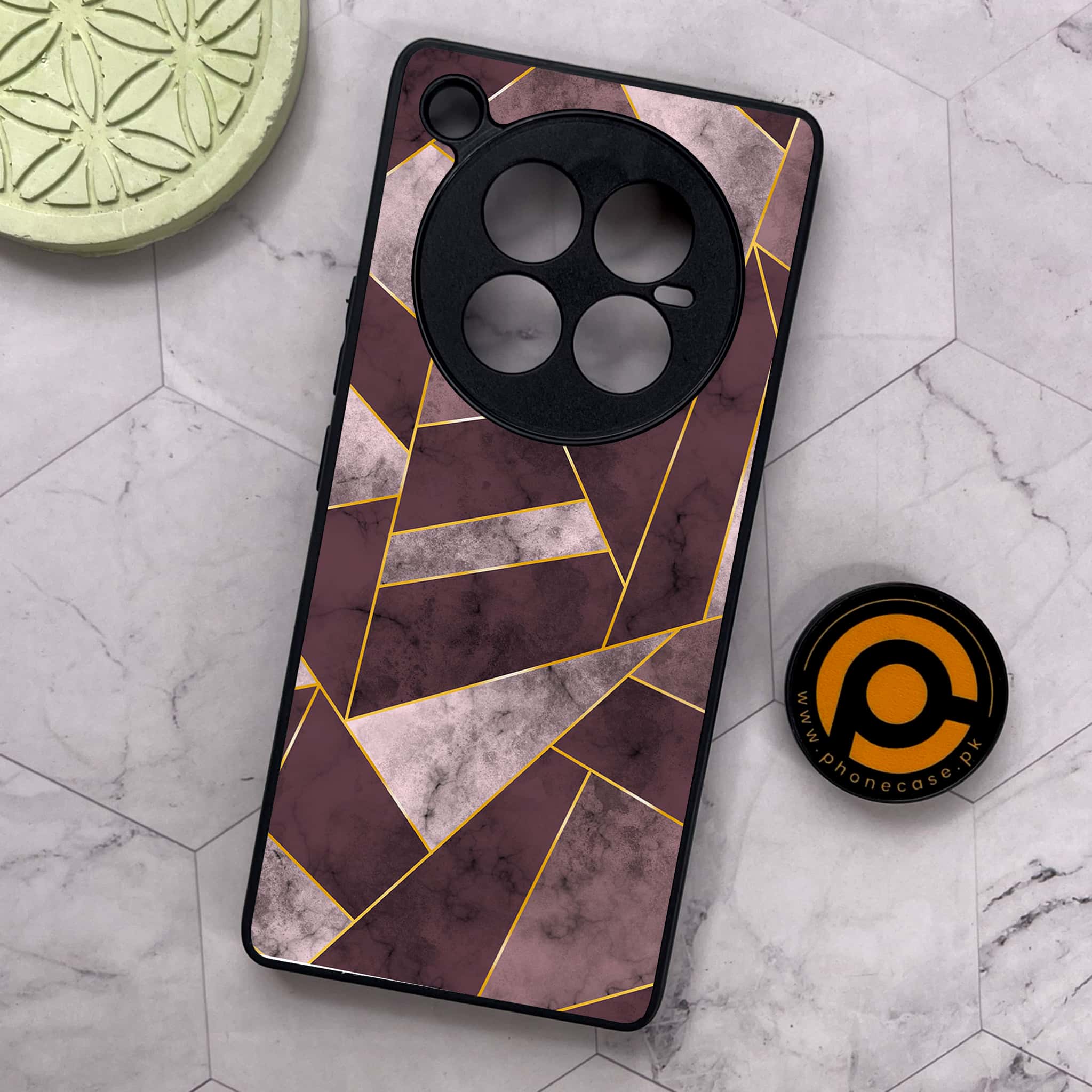 Infinix Zero 40 5G - Geometric Marble Series - Premium Metal Printed soft Bumper shock Proof Case