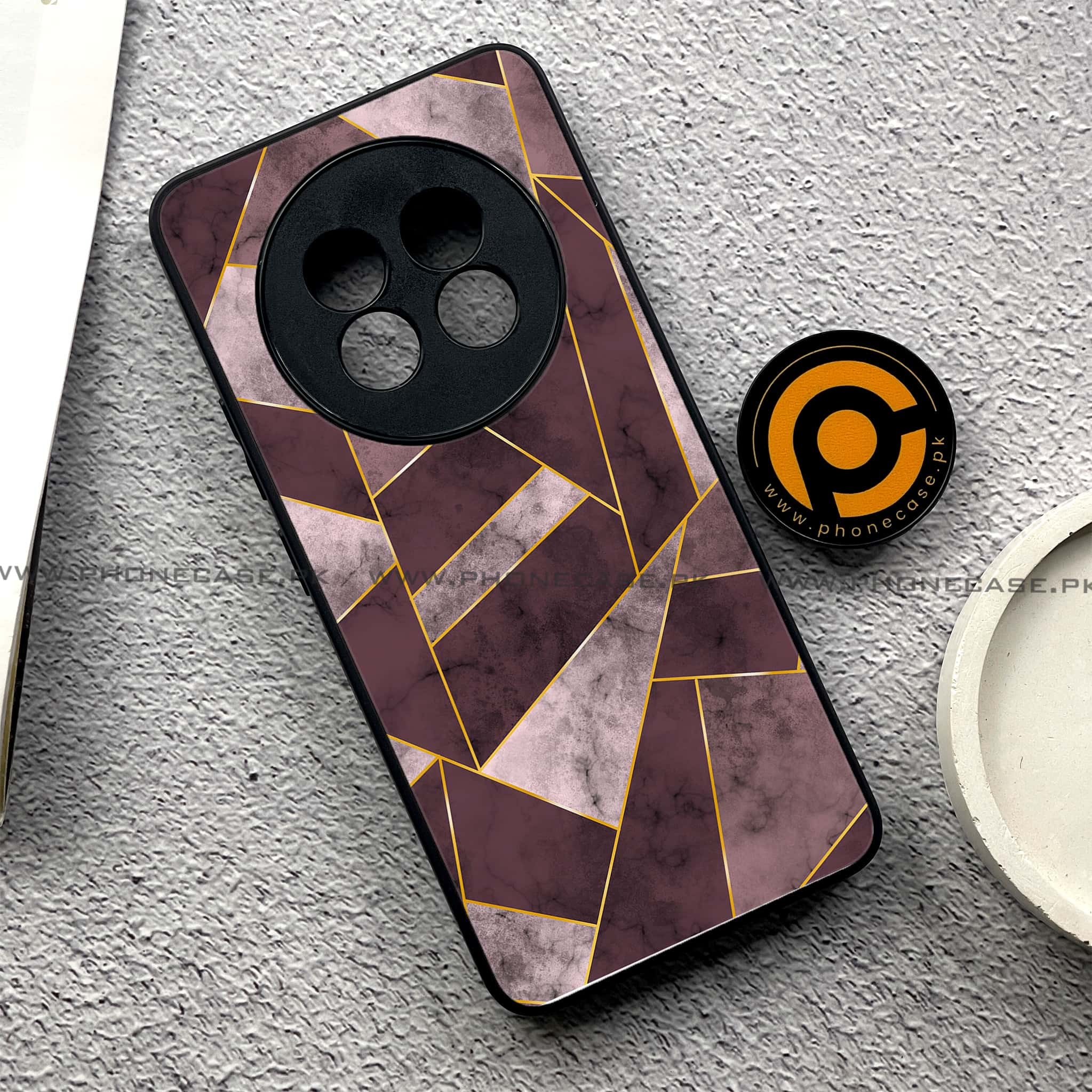 Realme 13 Plus - Geometric Marble Series - Premium Printed Glass soft Bumper shock Proof Case