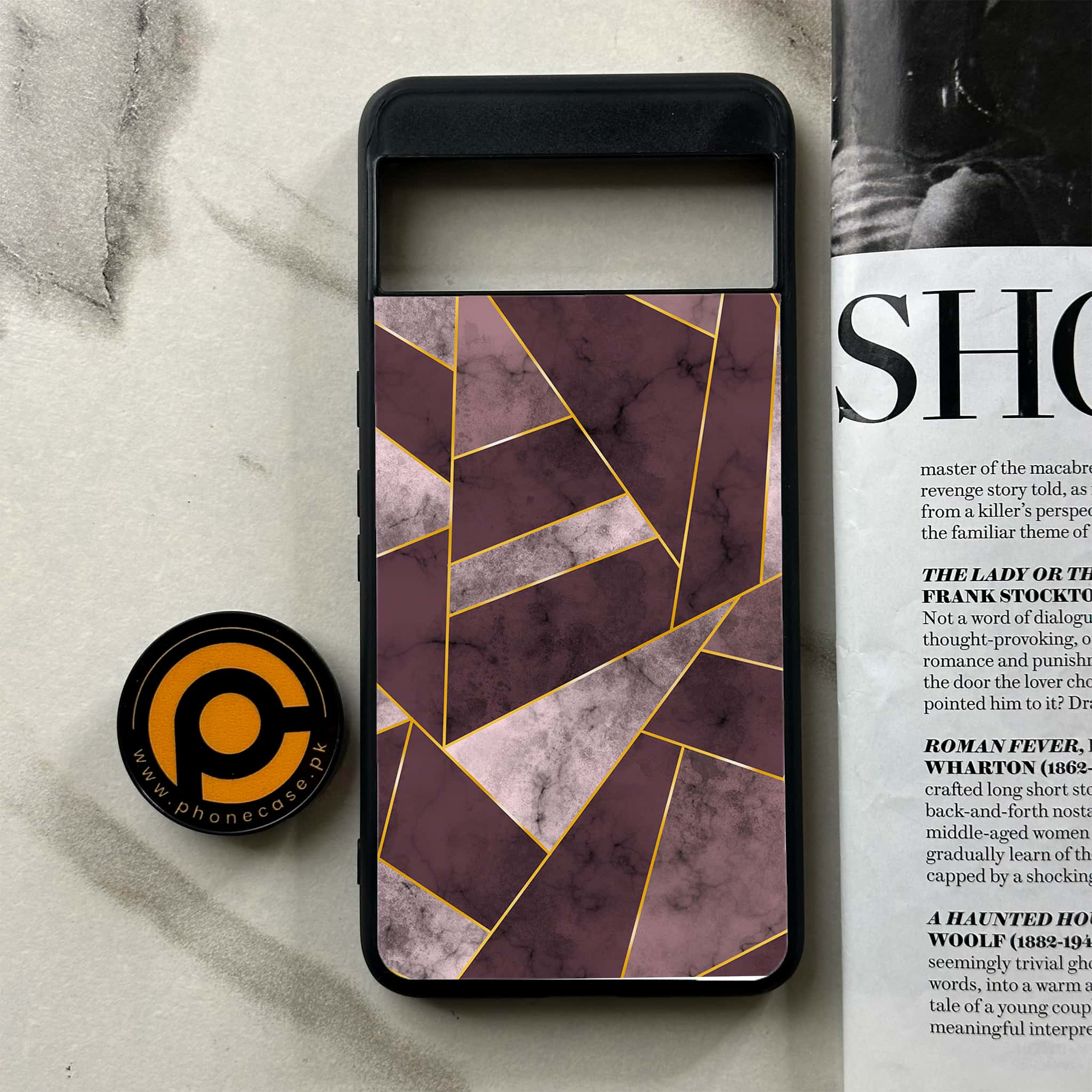 Google Pixel 8 Pro - Geometric Marble Series - Premium Printed Glass soft Bumper shock Proof Case