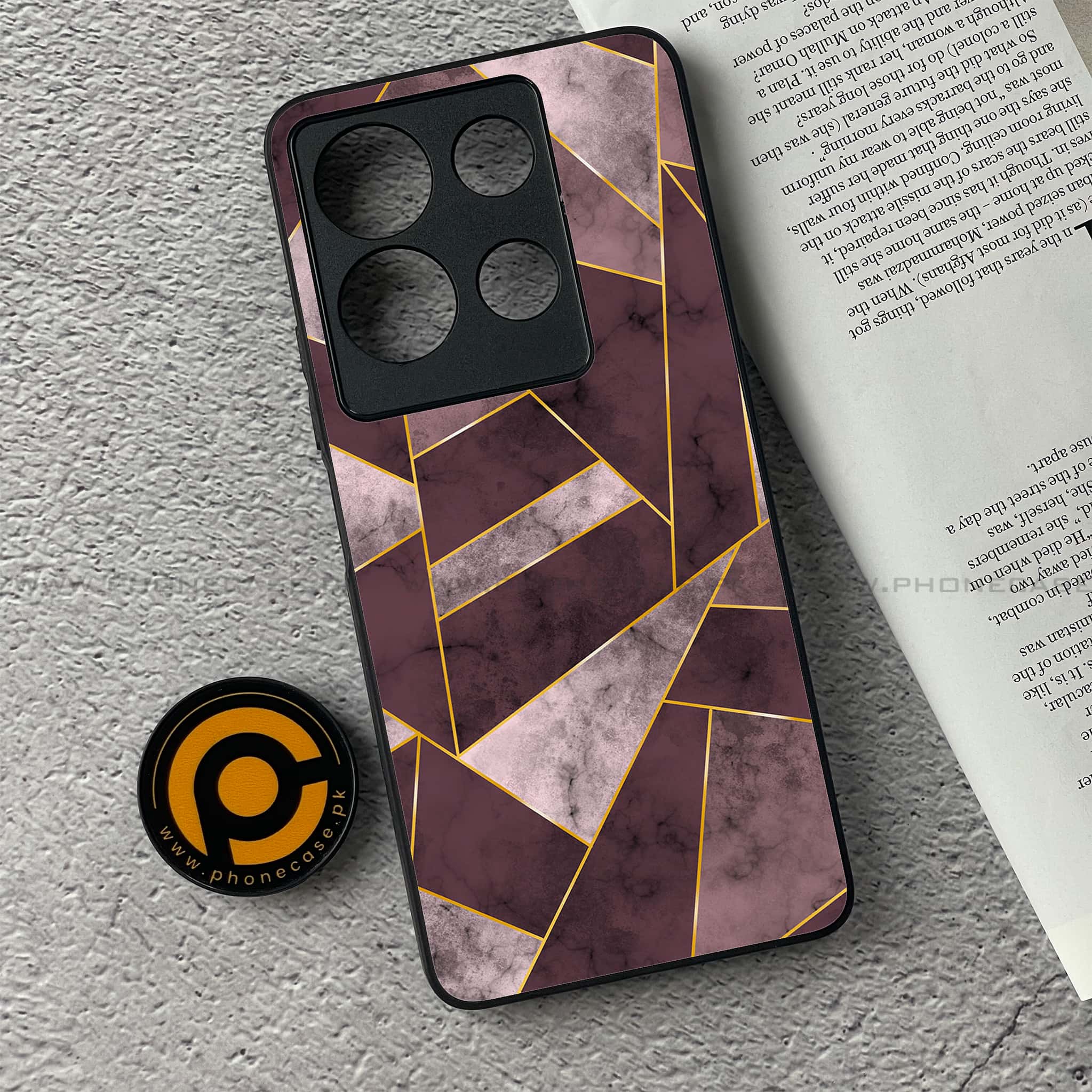 Infinix Note 30 - Geometric Marble Series - Premium Printed Glass soft Bumper shock Proof Case