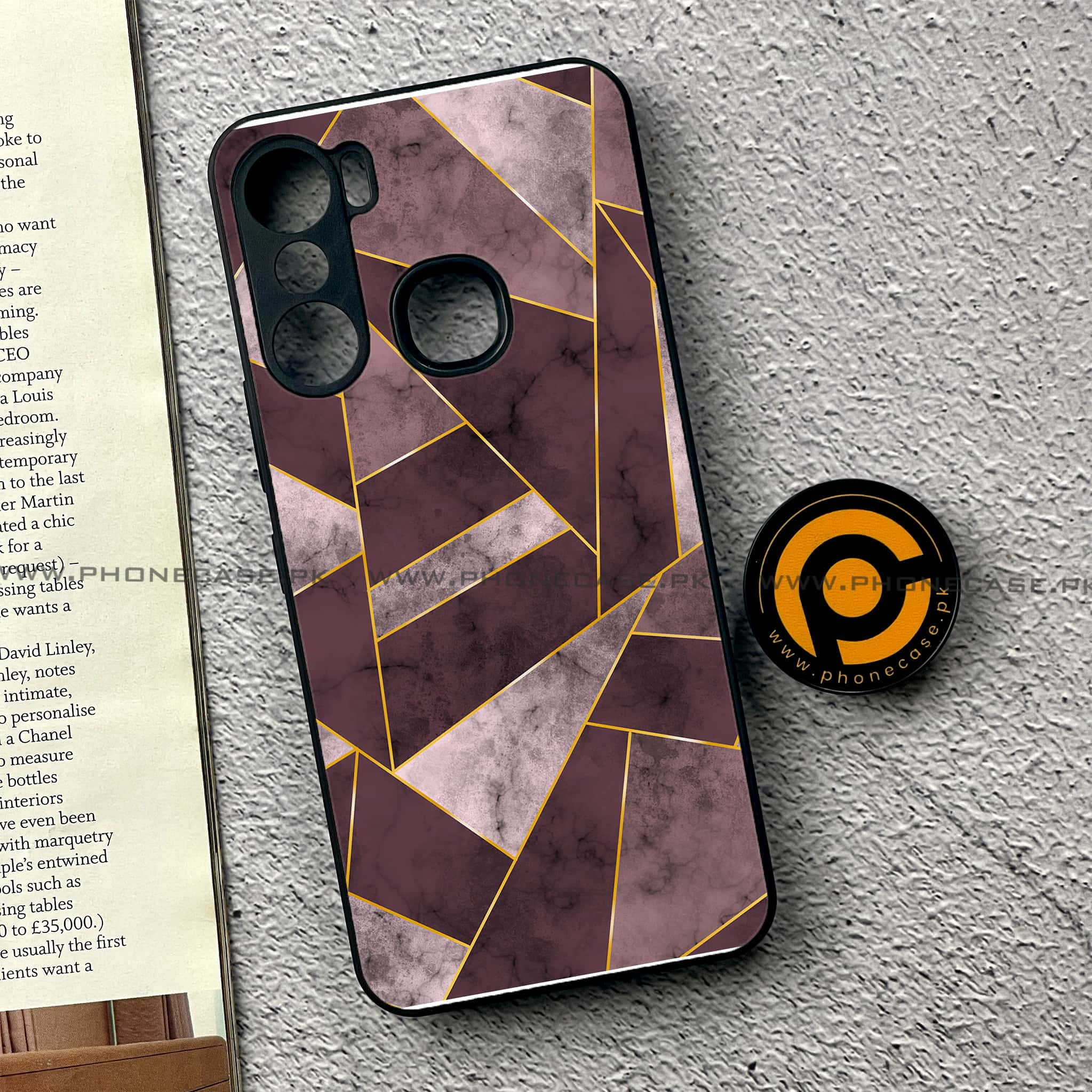 Infinix Hot 12 Pro - Geometric Marble Series - Premium Printed Glass soft Bumper shock Proof Case