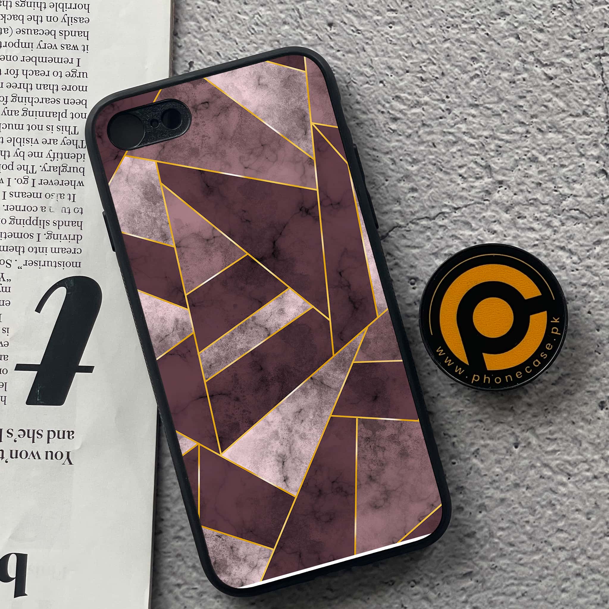 iPhone 7 / 8 - Geometric Marble Series - Premium Printed Glass soft Bumper shock Proof Case