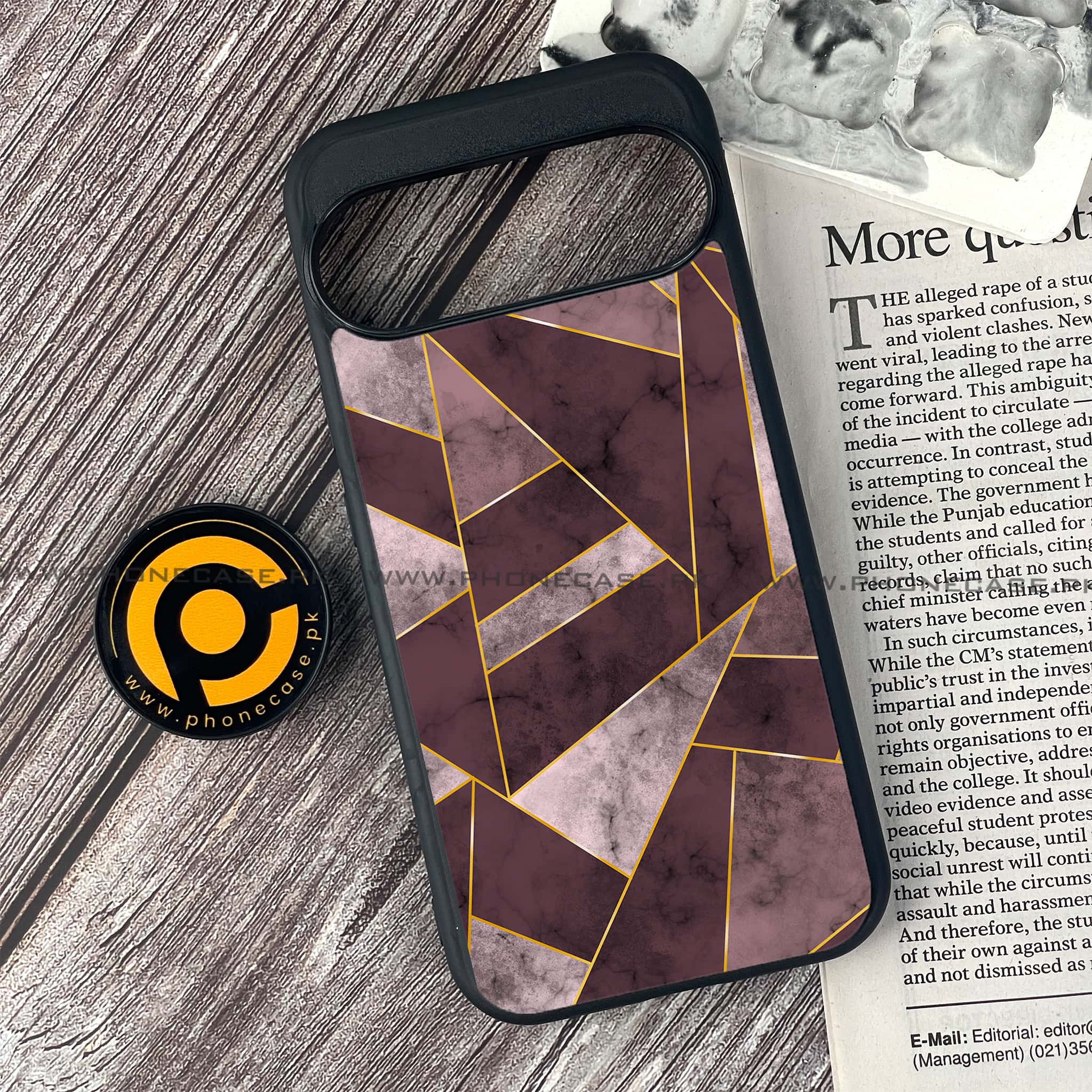 Google Pixel 9 - Geometric Marble Series - Premium Metal Printed soft Bumper Shock Proof Case