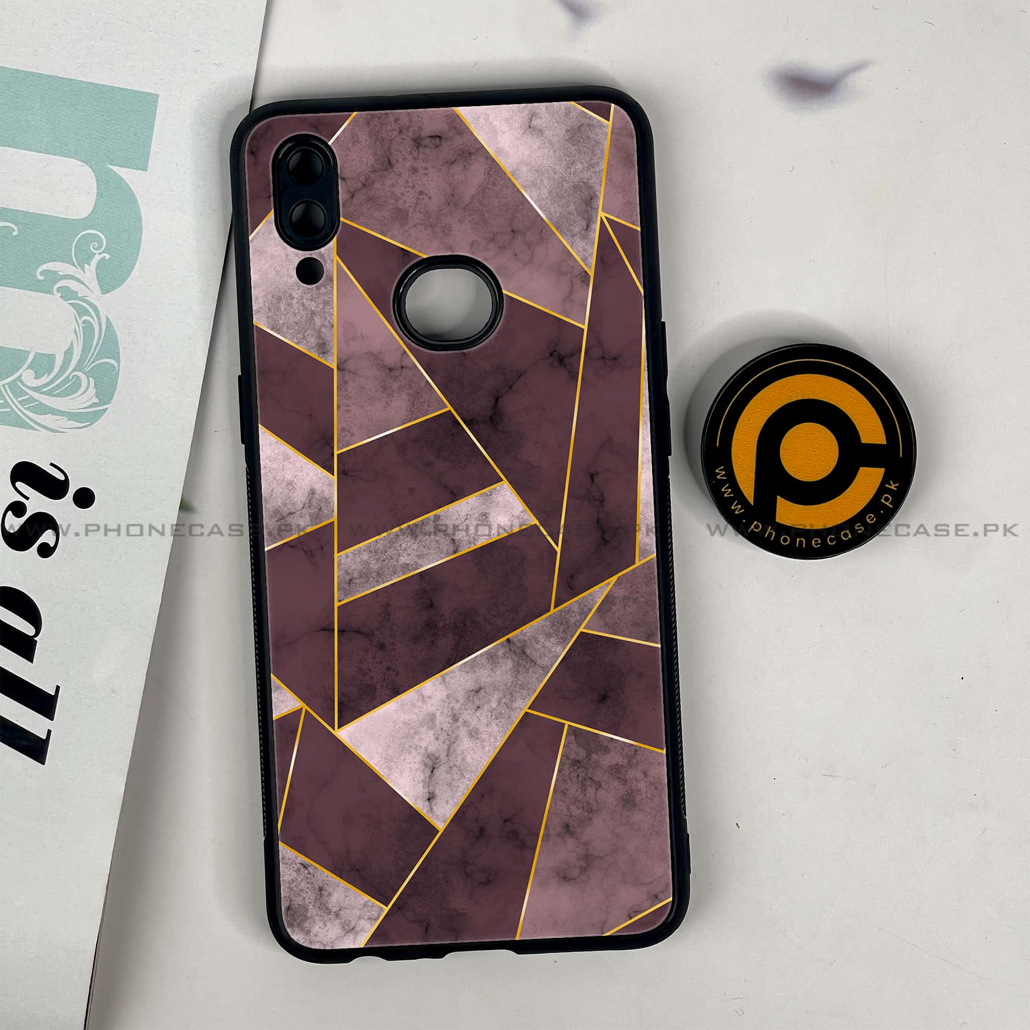 Galaxy A10s - Geometric Marble Series - Premium Printed Glass soft Bumper shock Proof Case