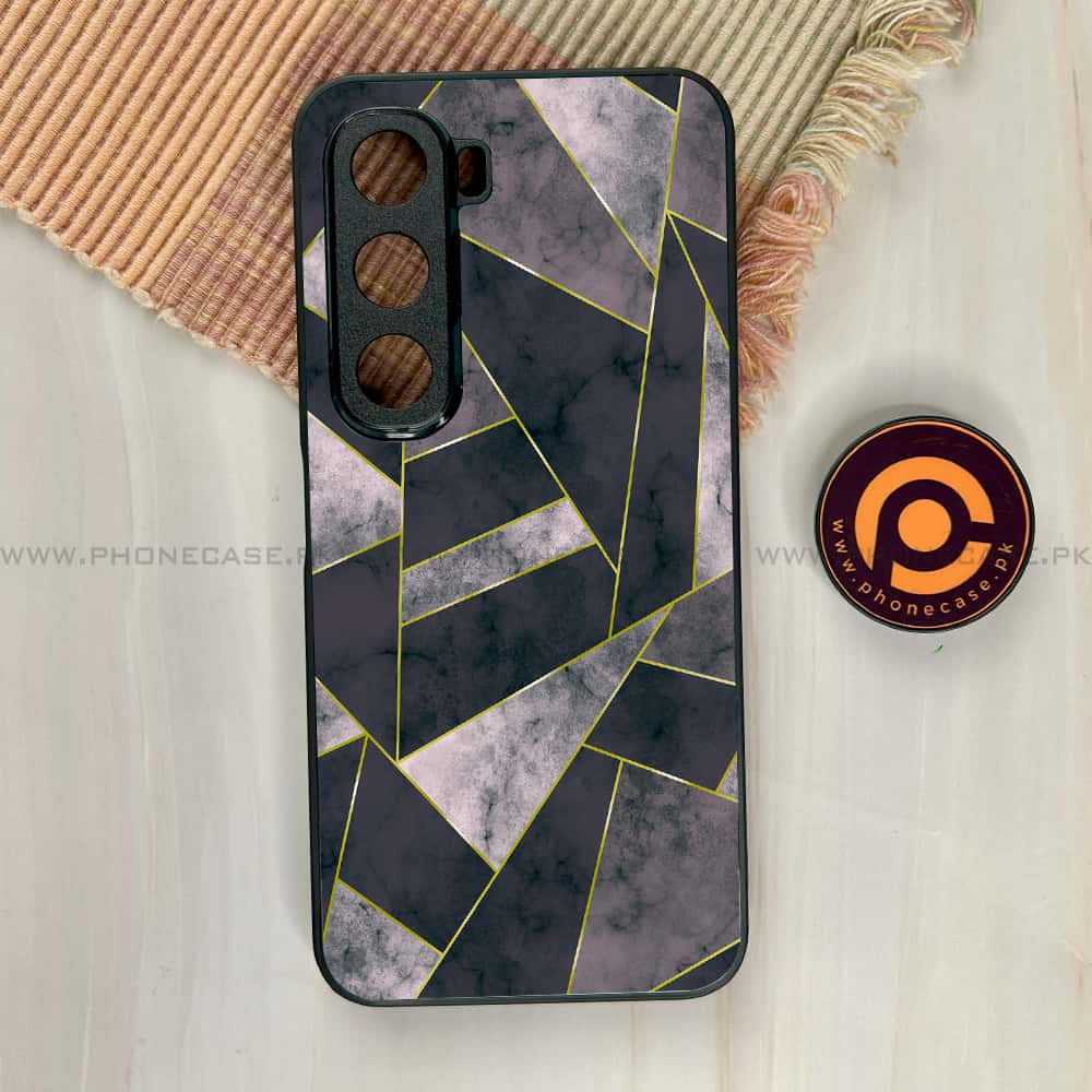 Infinix Hot 60i - Geometric Marble Series - Premium Metal Printed soft Bumper shock Proof Case