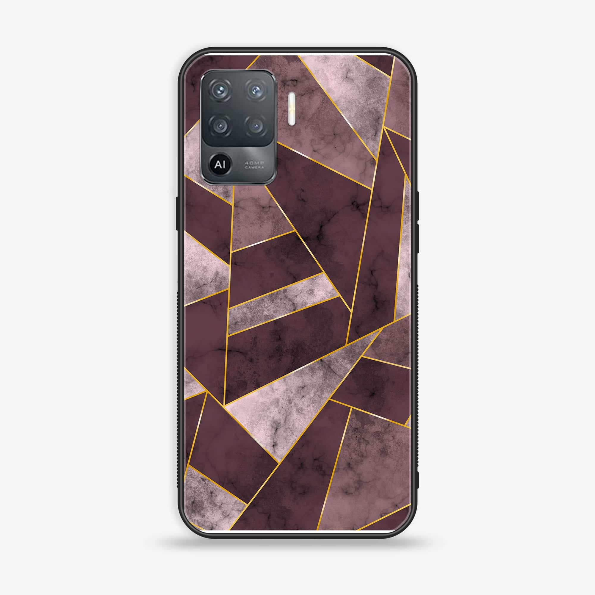 Oppo F19 Pro - Geometric Marble Series - Premium Printed Glass soft Bumper shock Proof Case