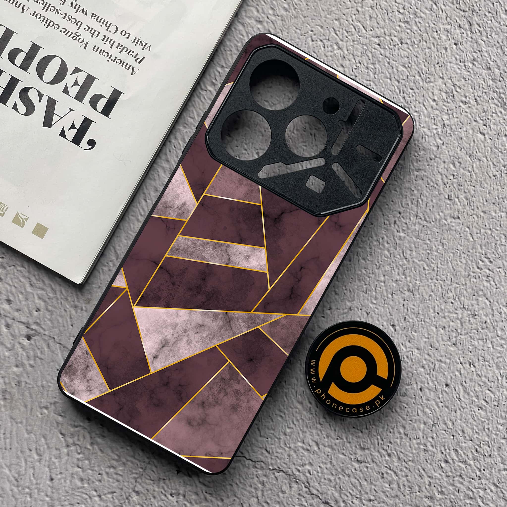 Tecno Pova 6 Neo - Geometric Marble Series - Premium Metal  Printed soft Bumper shock Proof Case