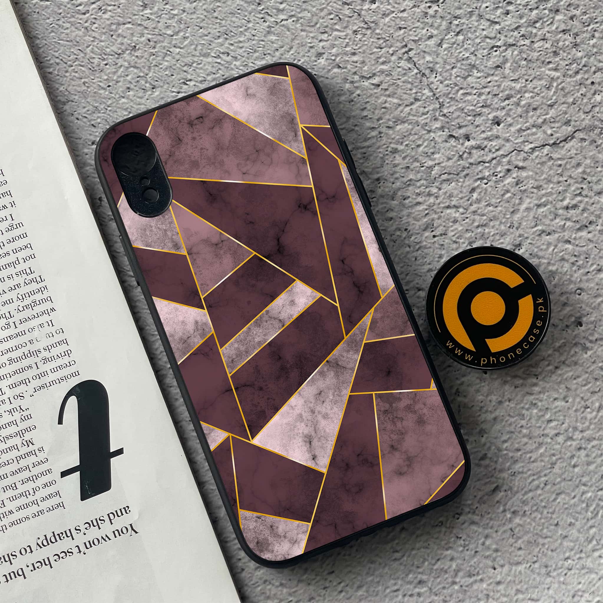 iPhone XR - Geometric Marble Series - Premium Metal Printed soft Bumper shock Proof Case