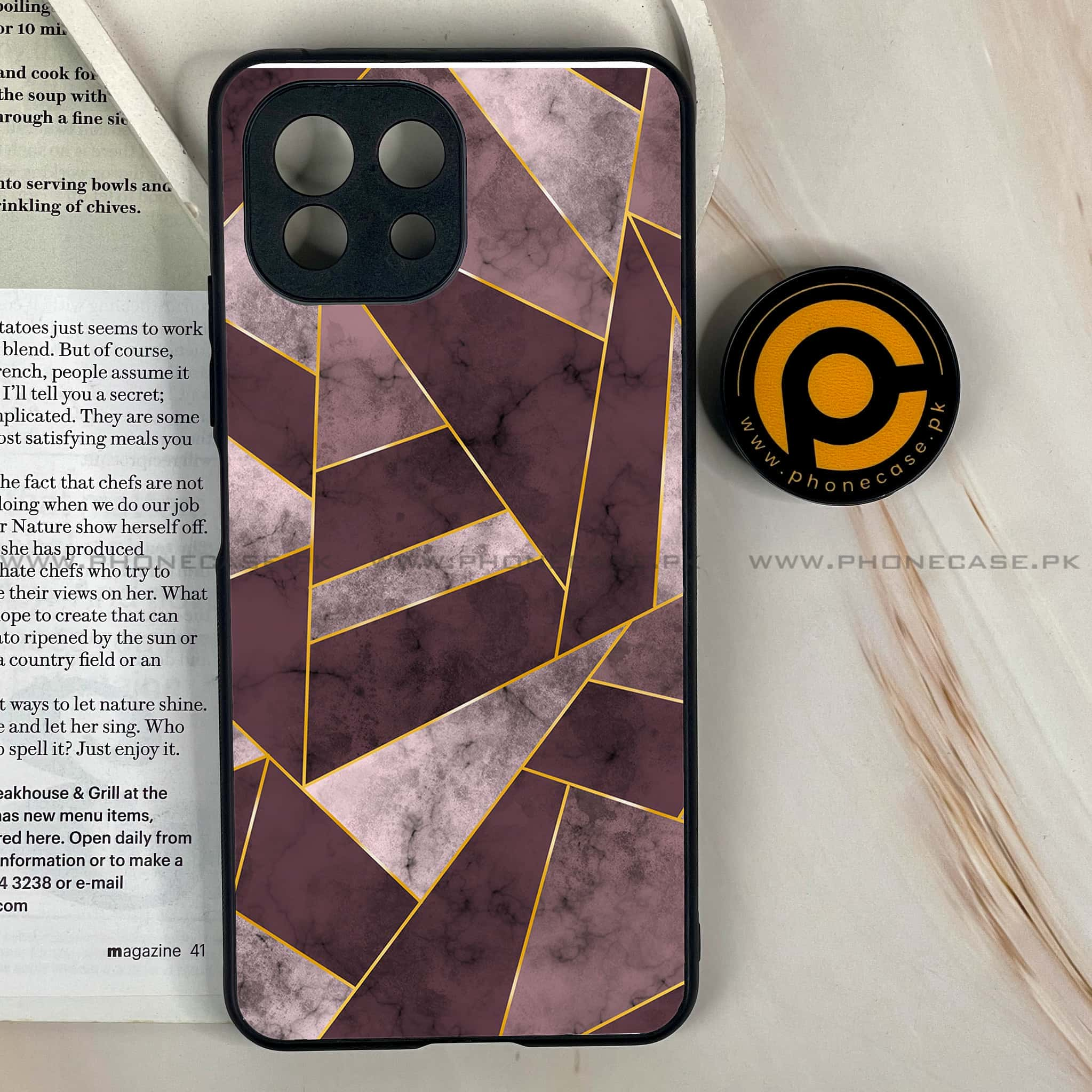 Mi 11 Lite - Geometric Marble Series - Premium Printed Glass soft Bumper shock Proof Case