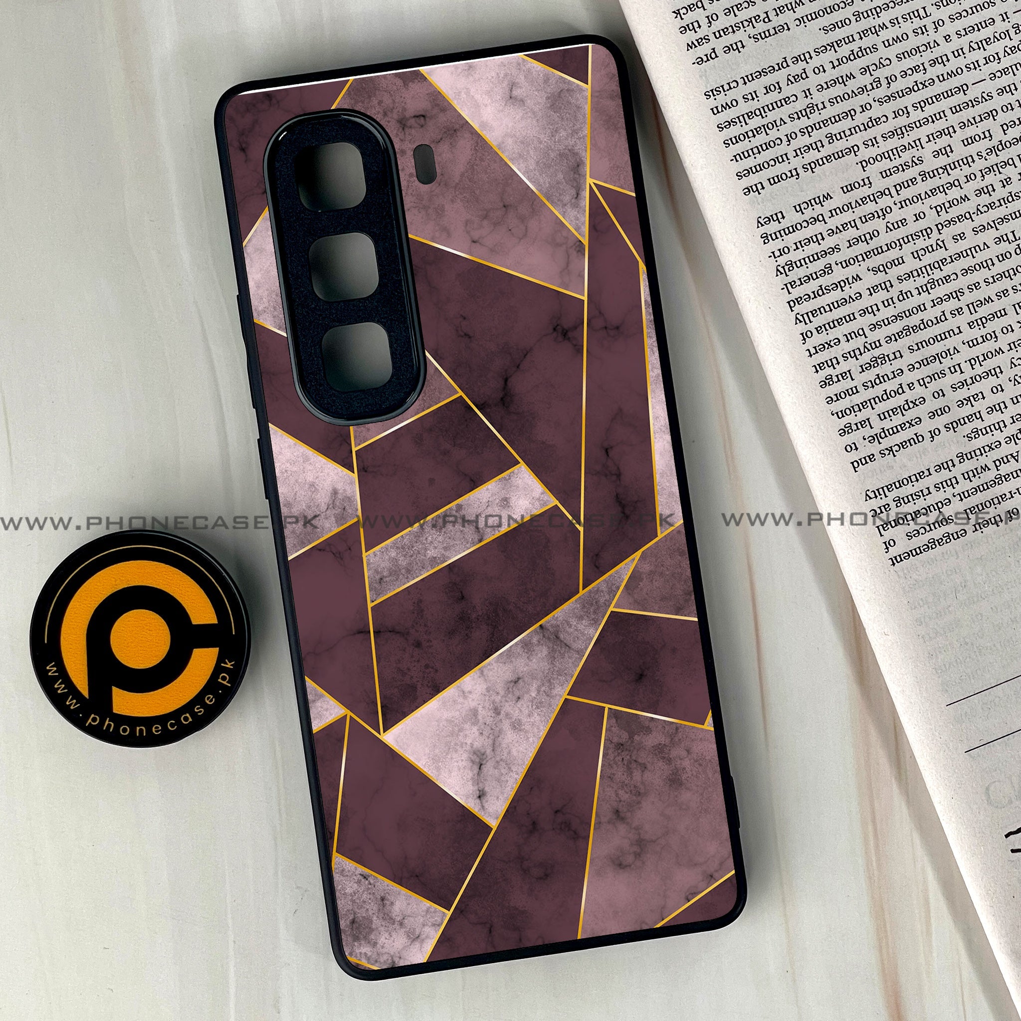 Infinix Hot 60 Pro Plus - Geometric Marble Series - Premium Metal Printed soft Bumper shock Proof Case