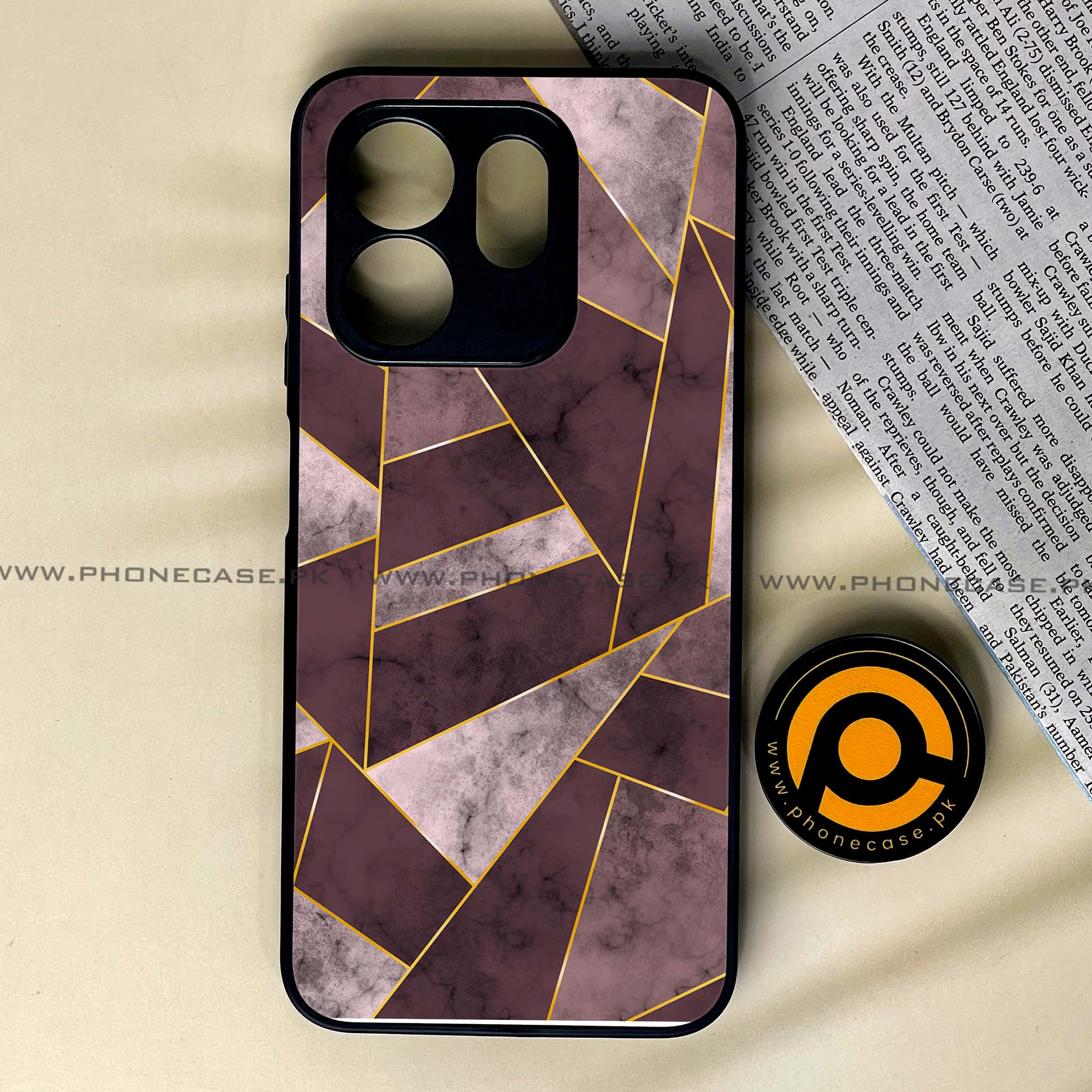 Infinix Hot 50i -  Geometric Marble Series - Premium Printed Glass soft Bumper shock Proof Case