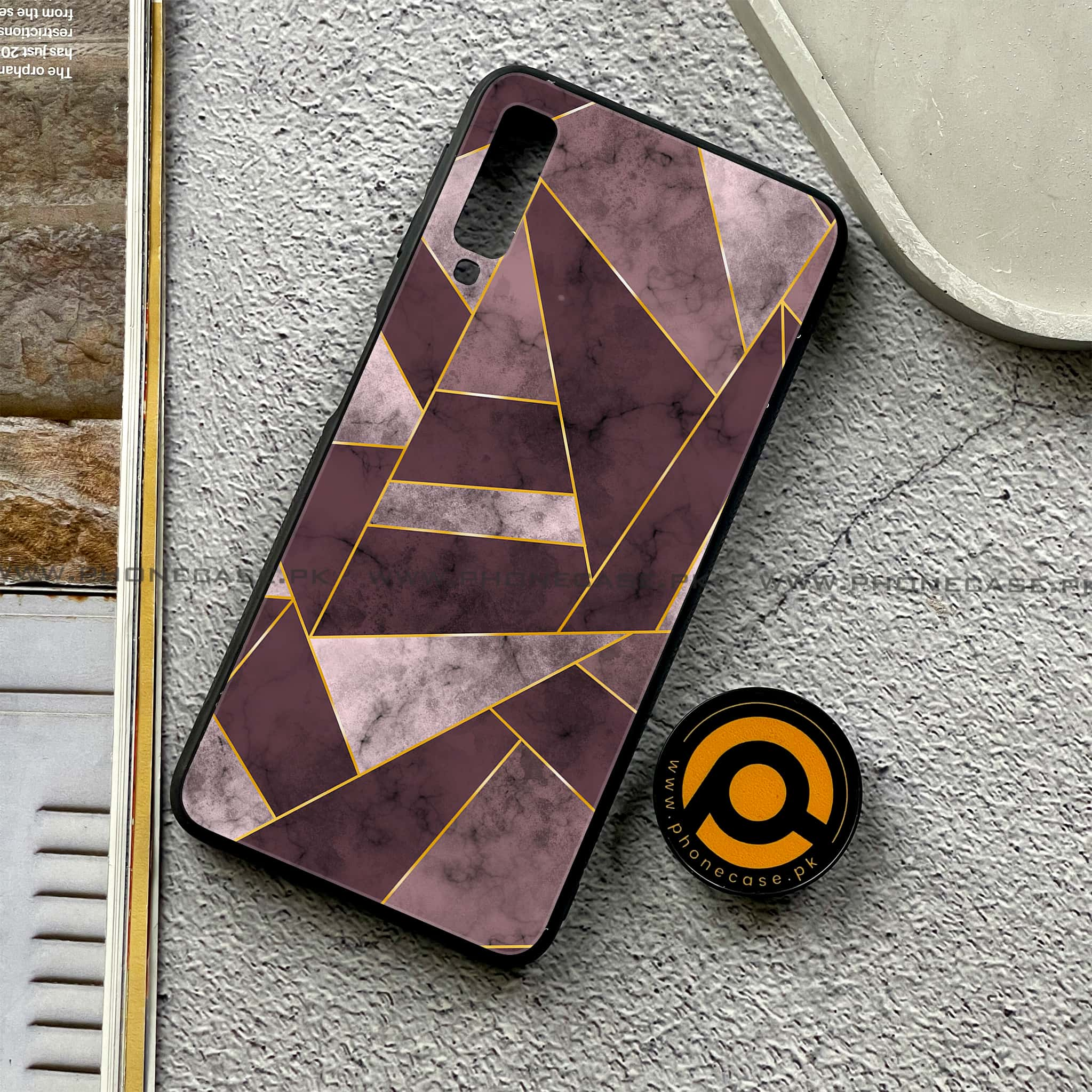 Galaxy A7 2018 - Geometric Marble Series - Premium Printed Metal soft Bumper shock Proof Case