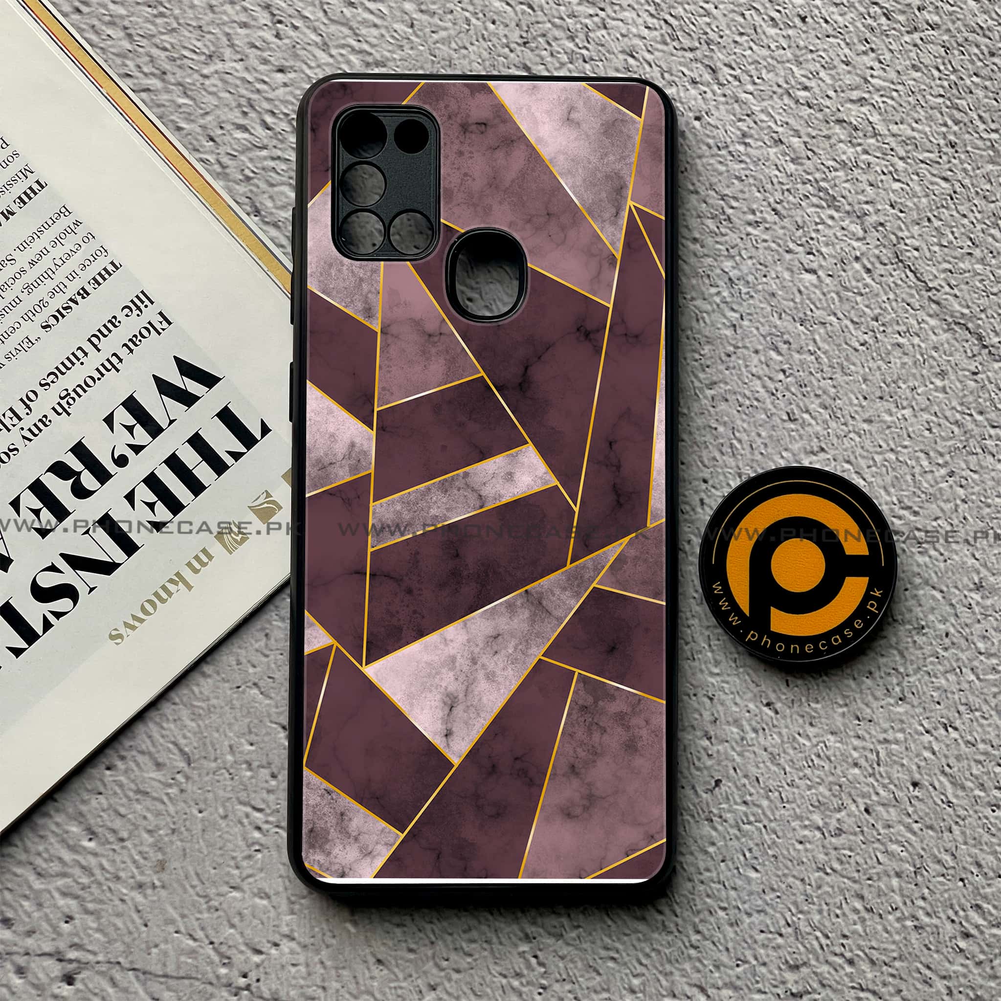 Samsung Galaxy A21s - Geometric Marble Series - Premium Printed Glass soft Bumper shock Proof Case