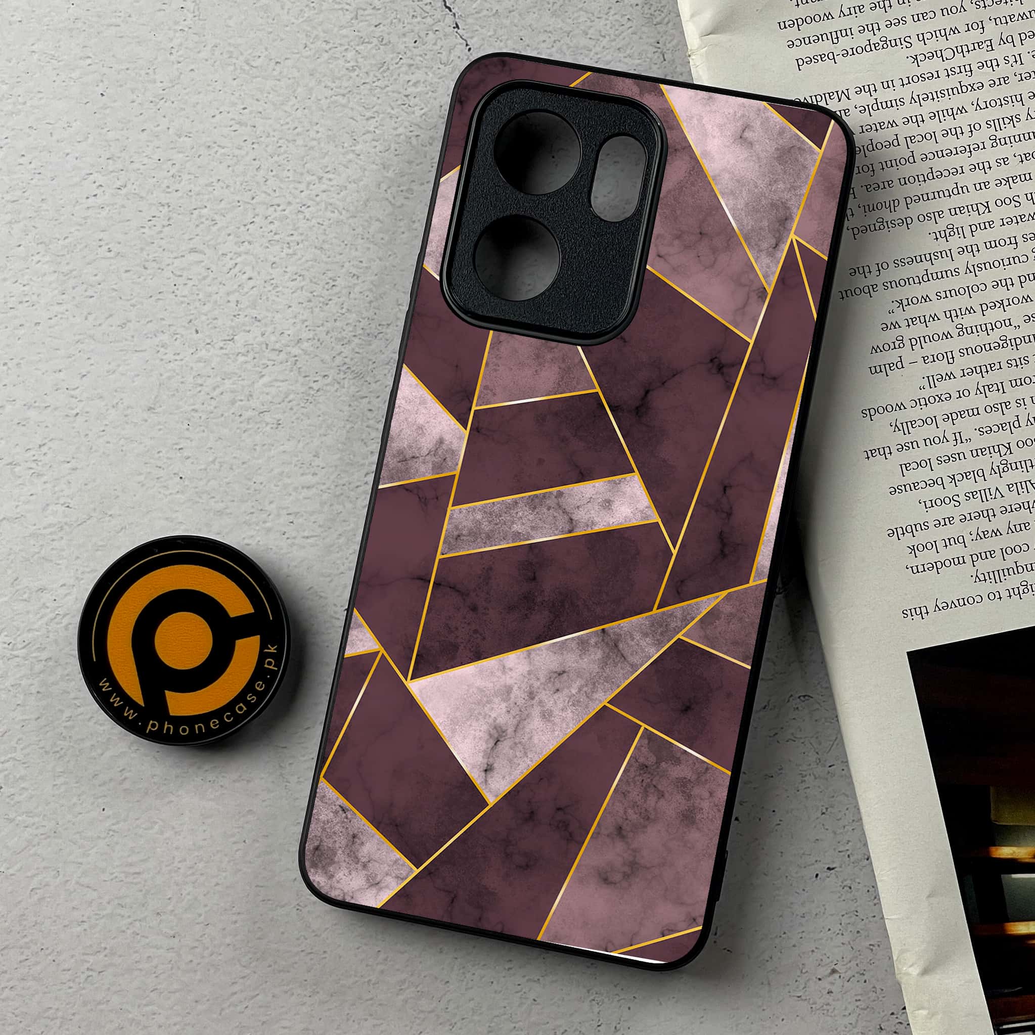 Oppo Reno 13F - Geometric Marble Series - Premium Metal Printed Soft Bumper Shockproof Case