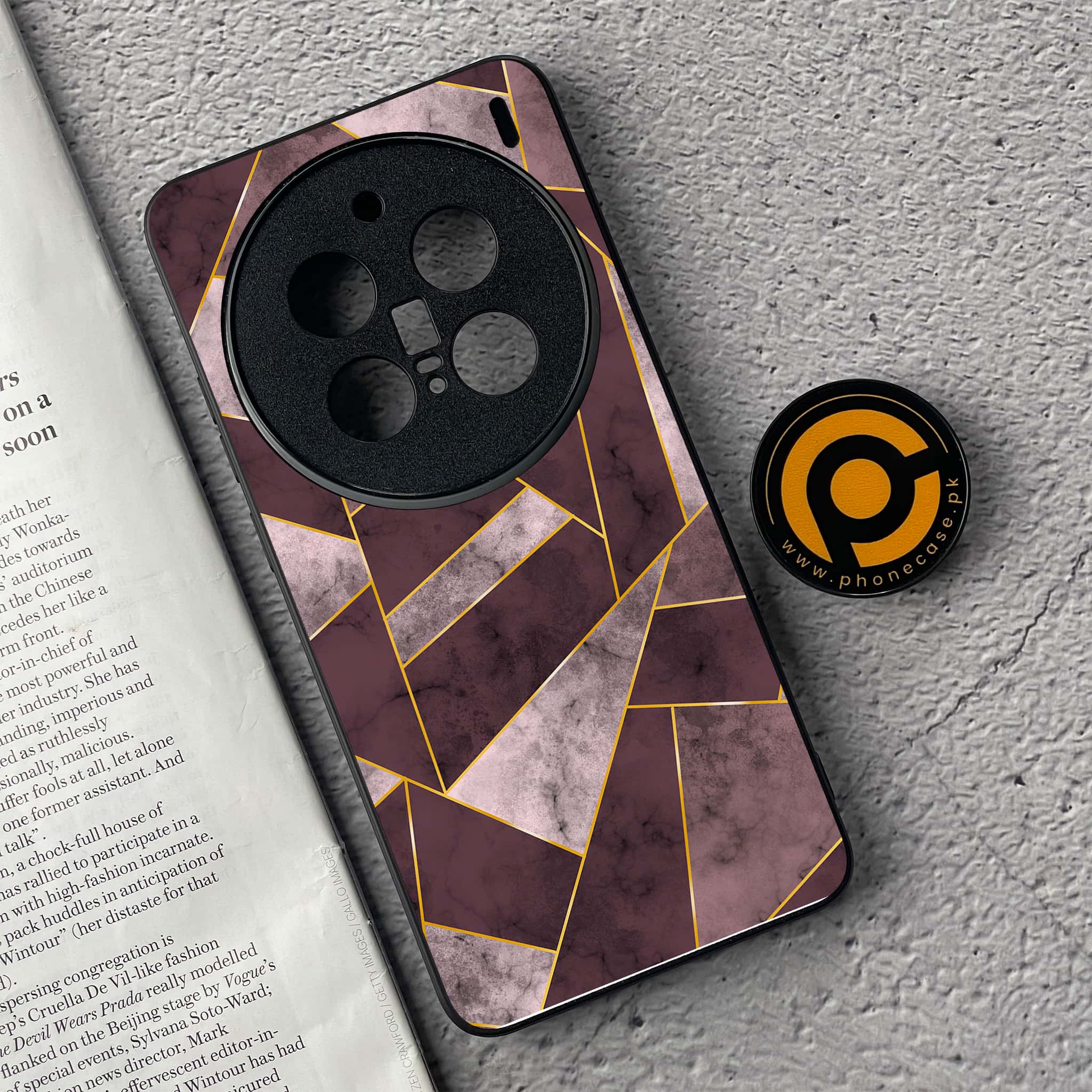 Vivo X200 Pro - Geometric Marble Series - Premium Metal  Printed soft Bumper shock Proof Case