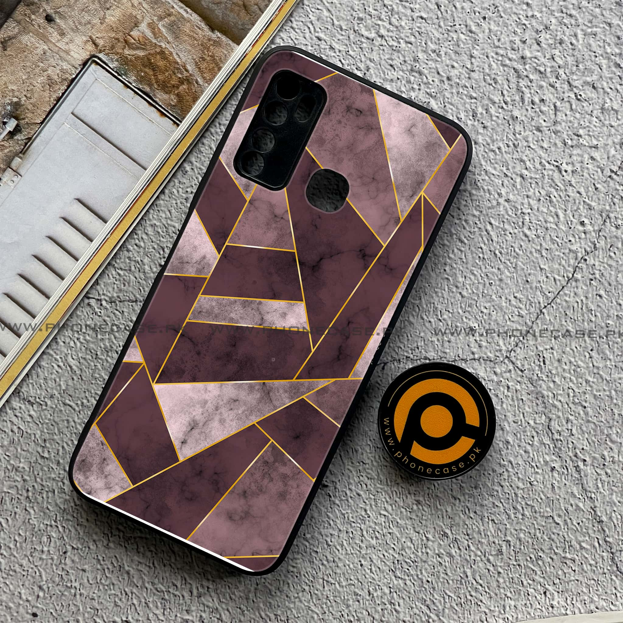 Infinix Note 7 Lite - Geometric Marble Series - Premium Printed Metal soft Bumper shock Proof Case