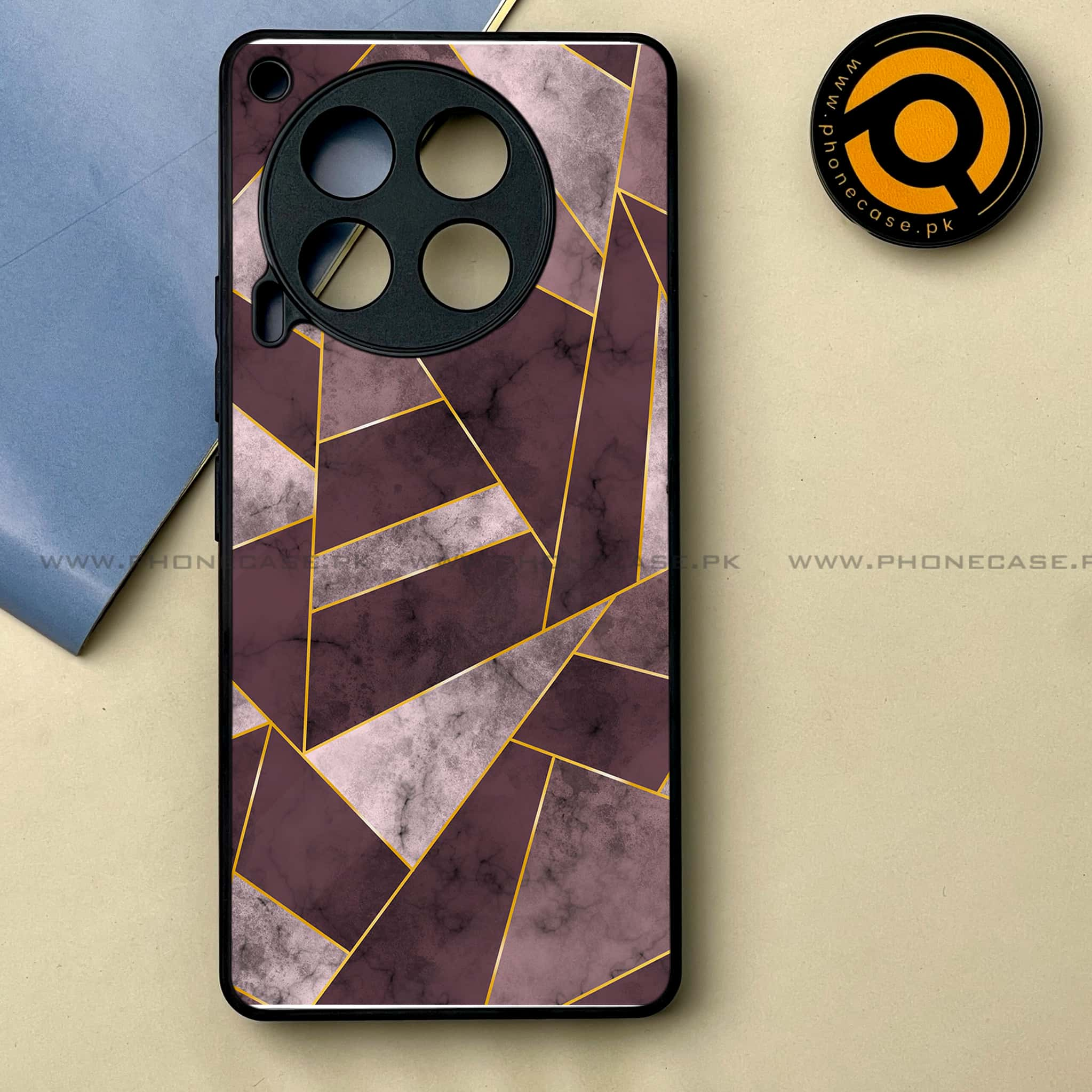 Tecno Camon 30 - Geometric Marble Series -  Premium Printed Metal soft Bumper shock Proof Case