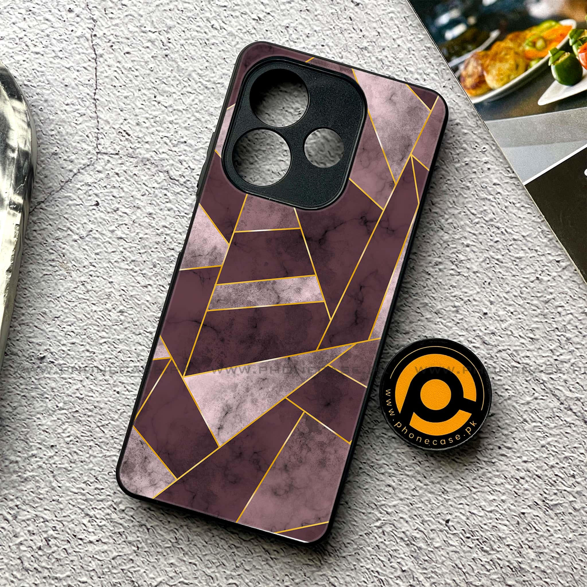 Oppo A5 Pro - Geometric Marble Series - Premium Metal Printed soft Bumper shock Proof Case