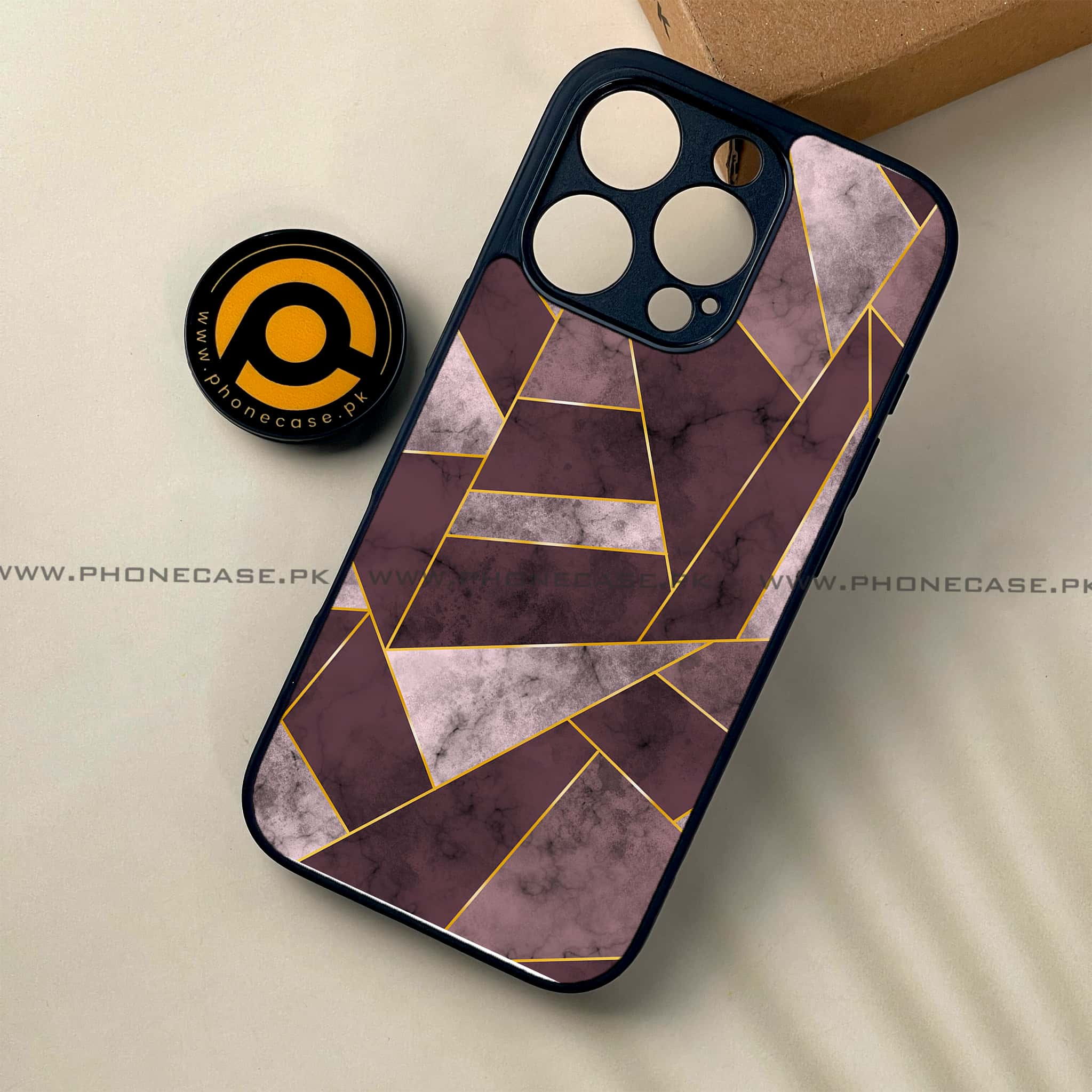 iPhone 16 Pro - Geometric Marble Series - Premium Printed Glass soft Bumper shock Proof Case