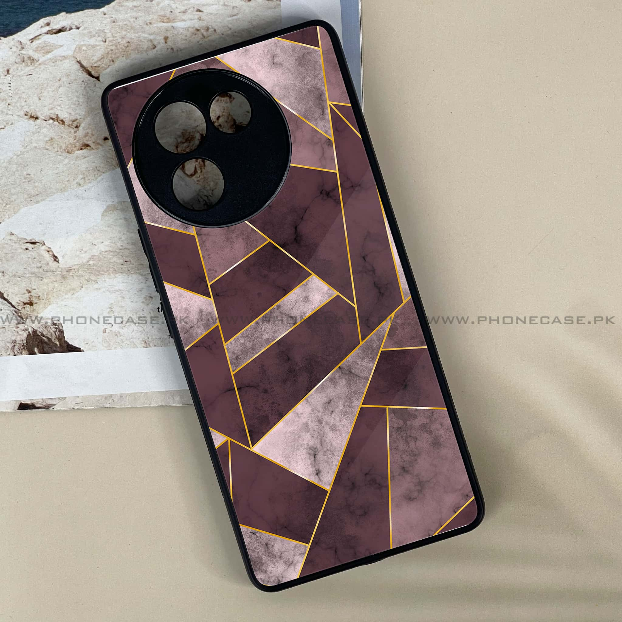 Vivo V30E - Geometric Marble Series - Premium Printed Metal soft Bumper shock Proof Case