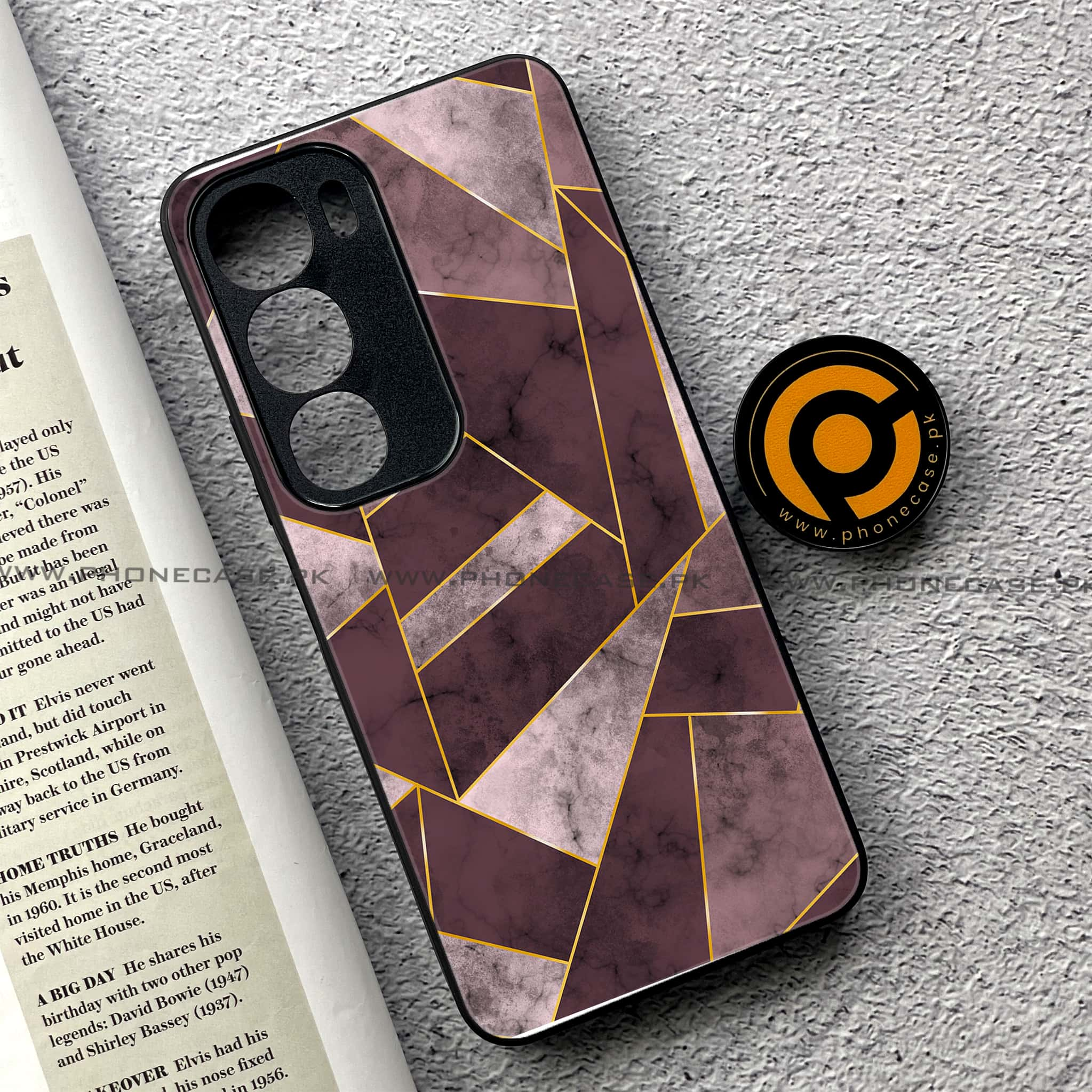 Vivo Y19s - Geometric Marble Series - Premium Printed Glass soft Bumper shock Proof Case