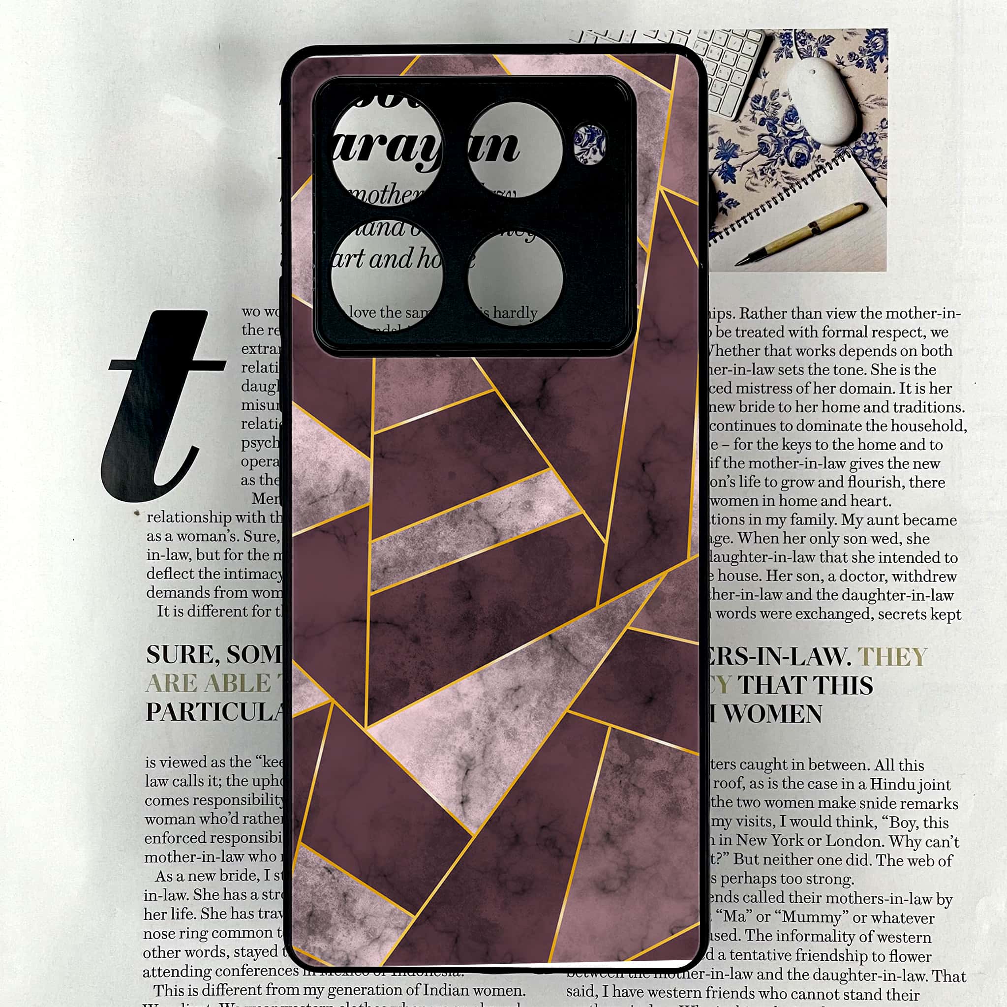 Infinix Note 40 Pro Plus - Geometric Marble Series - Premium Metal Printed soft Bumper shock Proof Case
