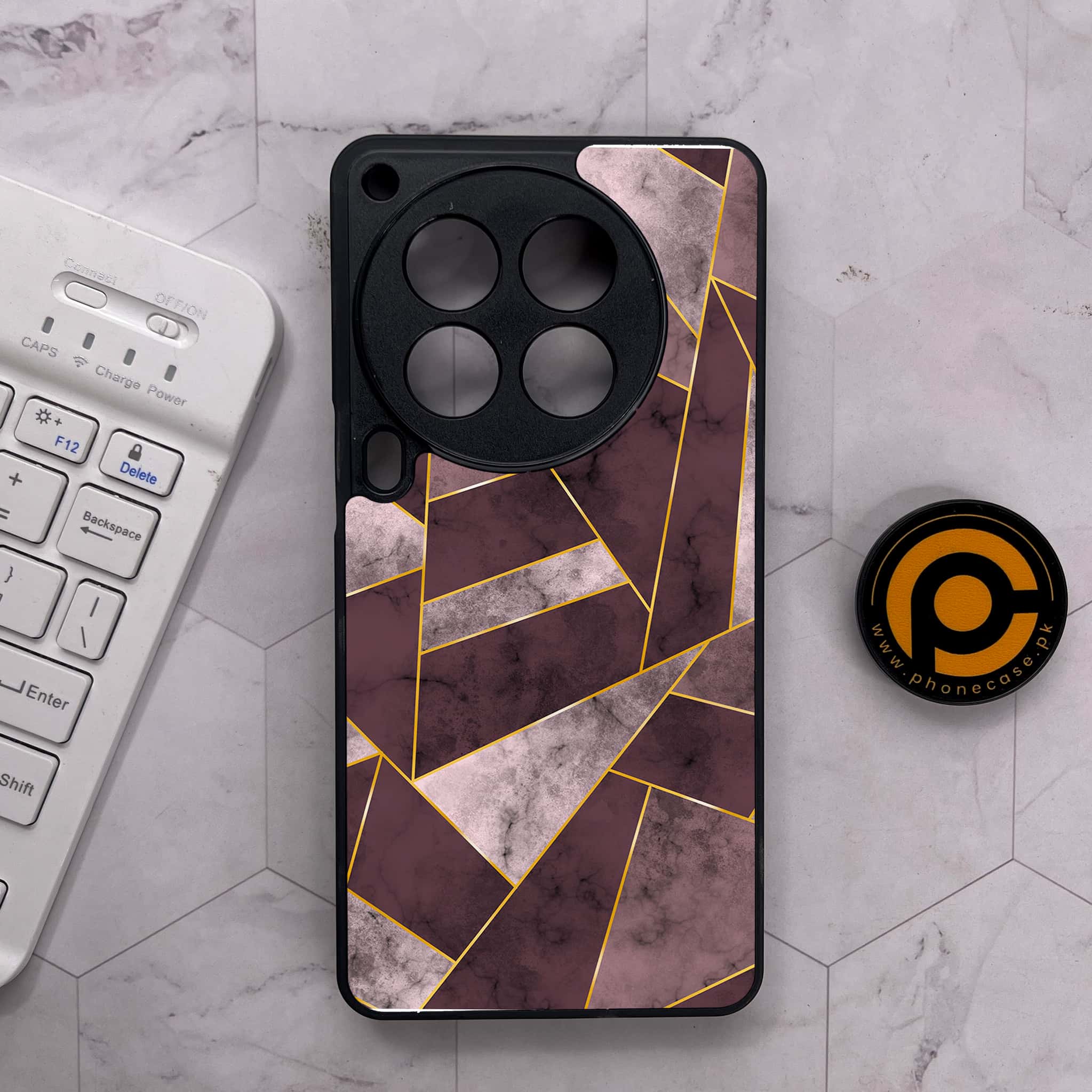 Tecno Camon 30 Premier - Geometric Marble Series - Premium Metal Printed soft Bumper shock Proof Case