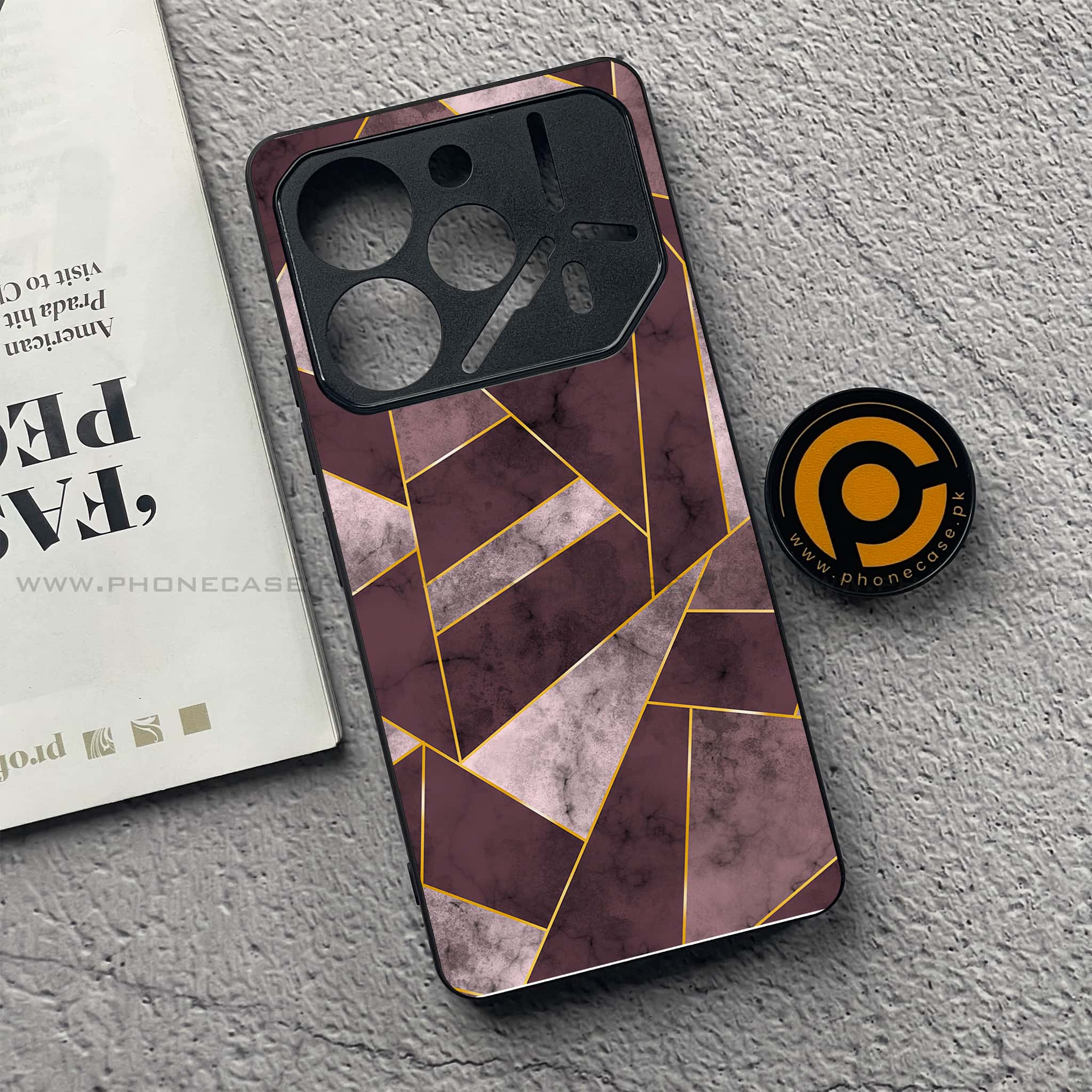 Tecno Pova 6 - Geometric Marble Series - Premium Printed Glass soft Bumper shock Proof Case