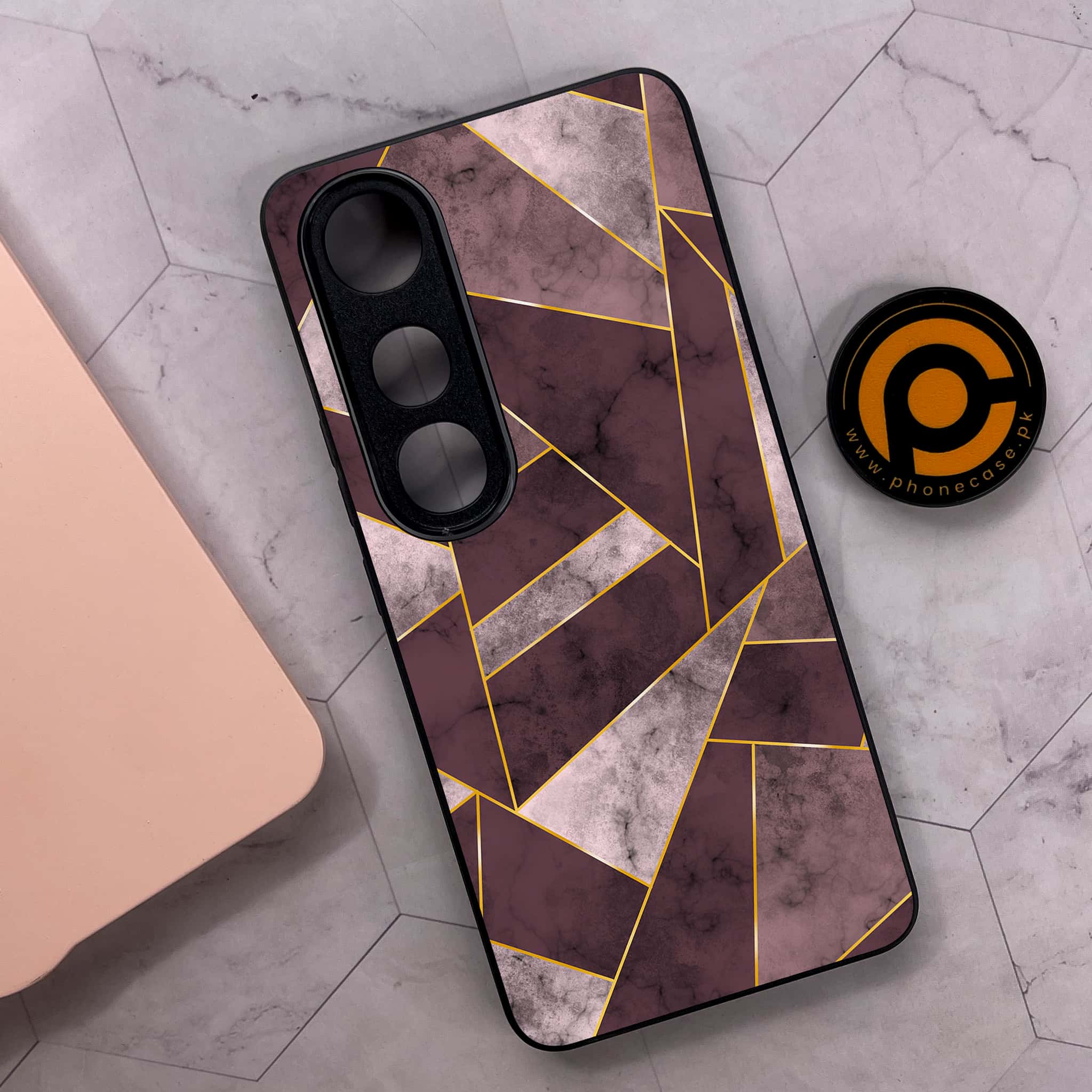 Vivo V50 Lite - Geometric Marble Series - Premium Metal Printed soft Bumper shock Proof Case