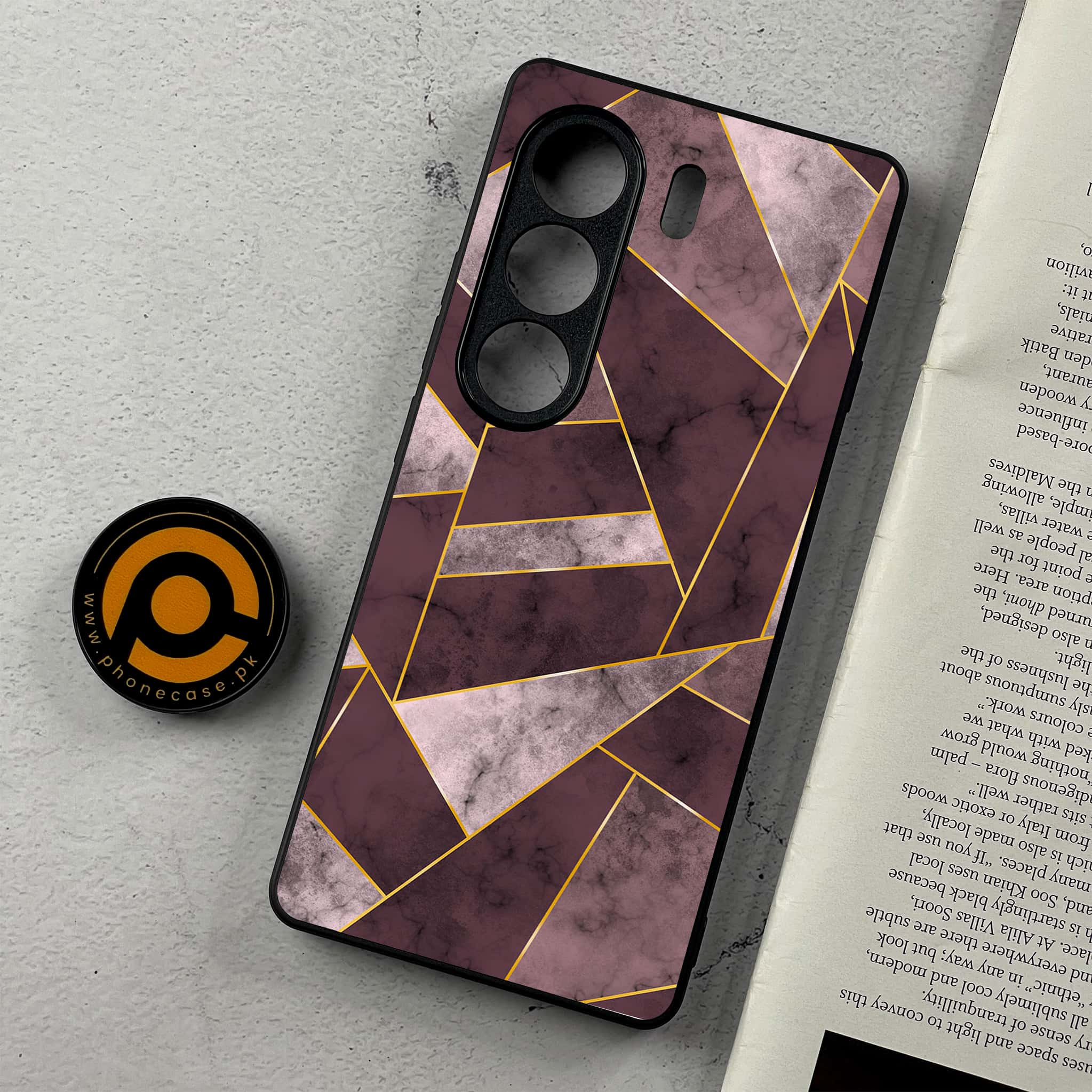 Tecno Camon 40 Pro - Geometric Marble Series - Premium Metal Printed Soft Bumper Shockproof Case