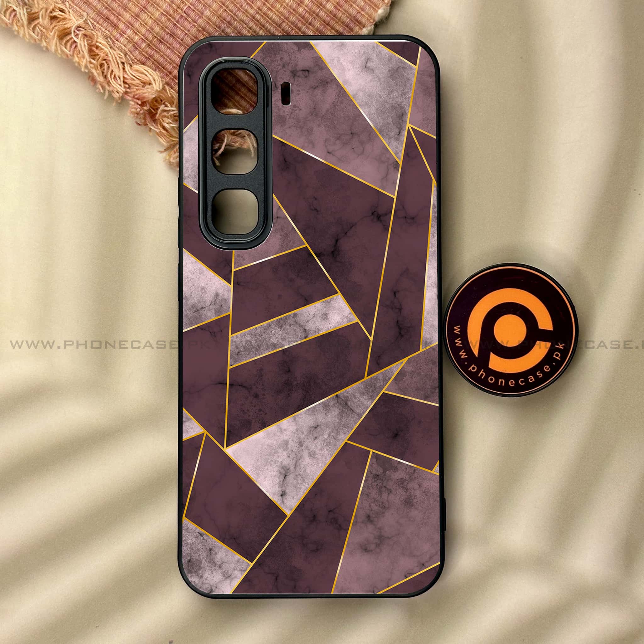 Infinix Hot 60 Pro - Geometric Marble Series - Premium Metal Printed soft Bumper shock Proof Case