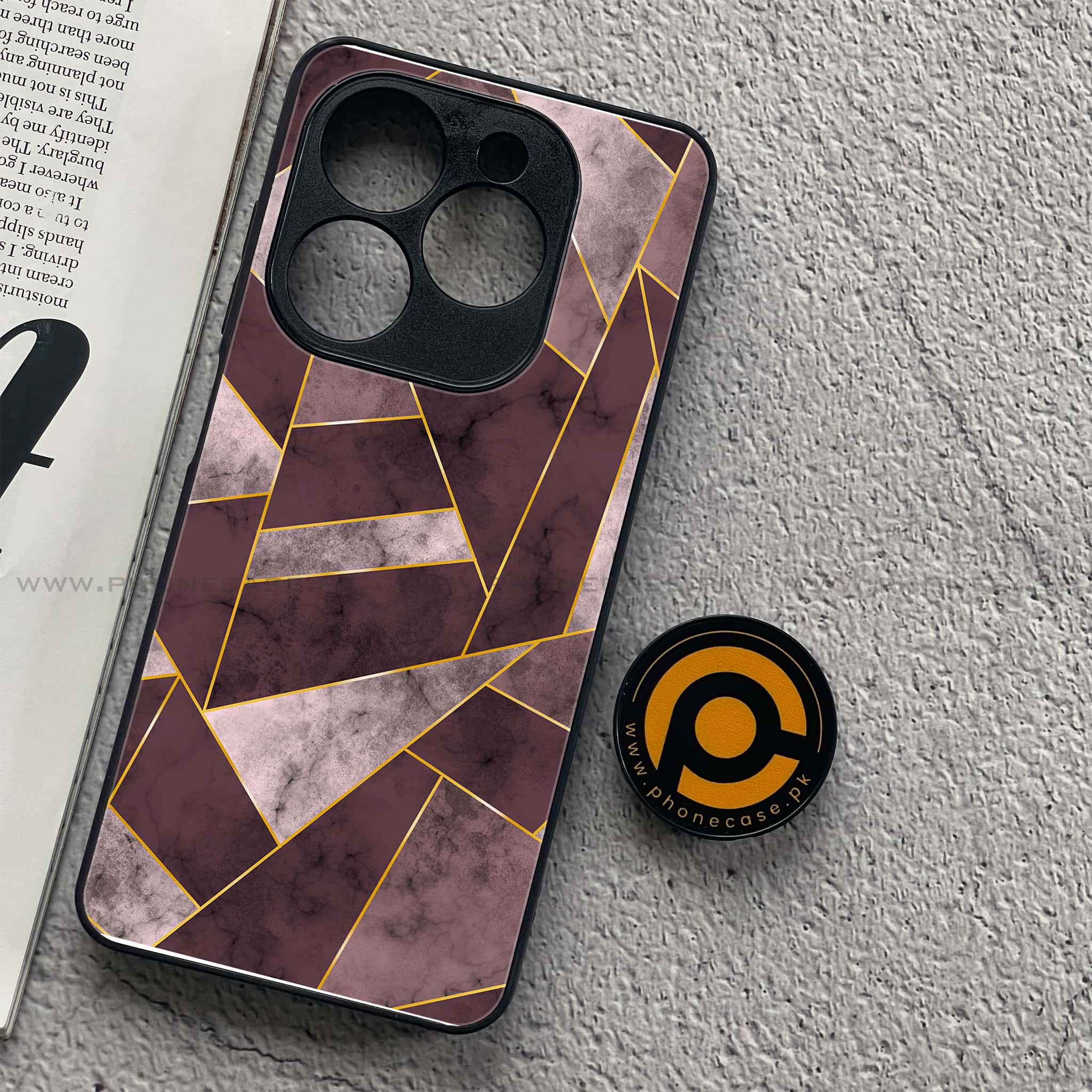 Tecno Spark 20C - Geometric Marble Series - Premium Printed Glass soft Bumper shock Proof Case