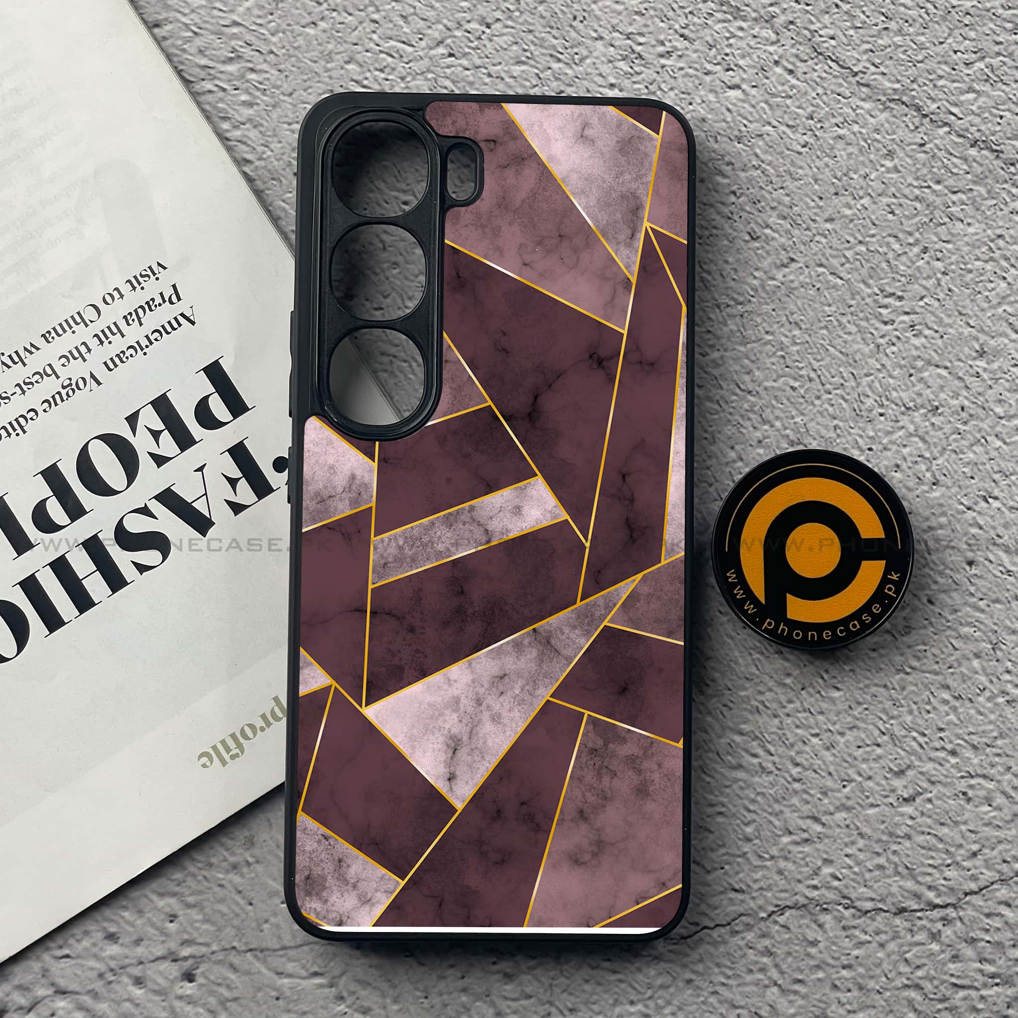 Vivo V40 Lite (IDN) - Geometric Marble Series - Premium Metal Printed soft Bumper Shock Proof Case