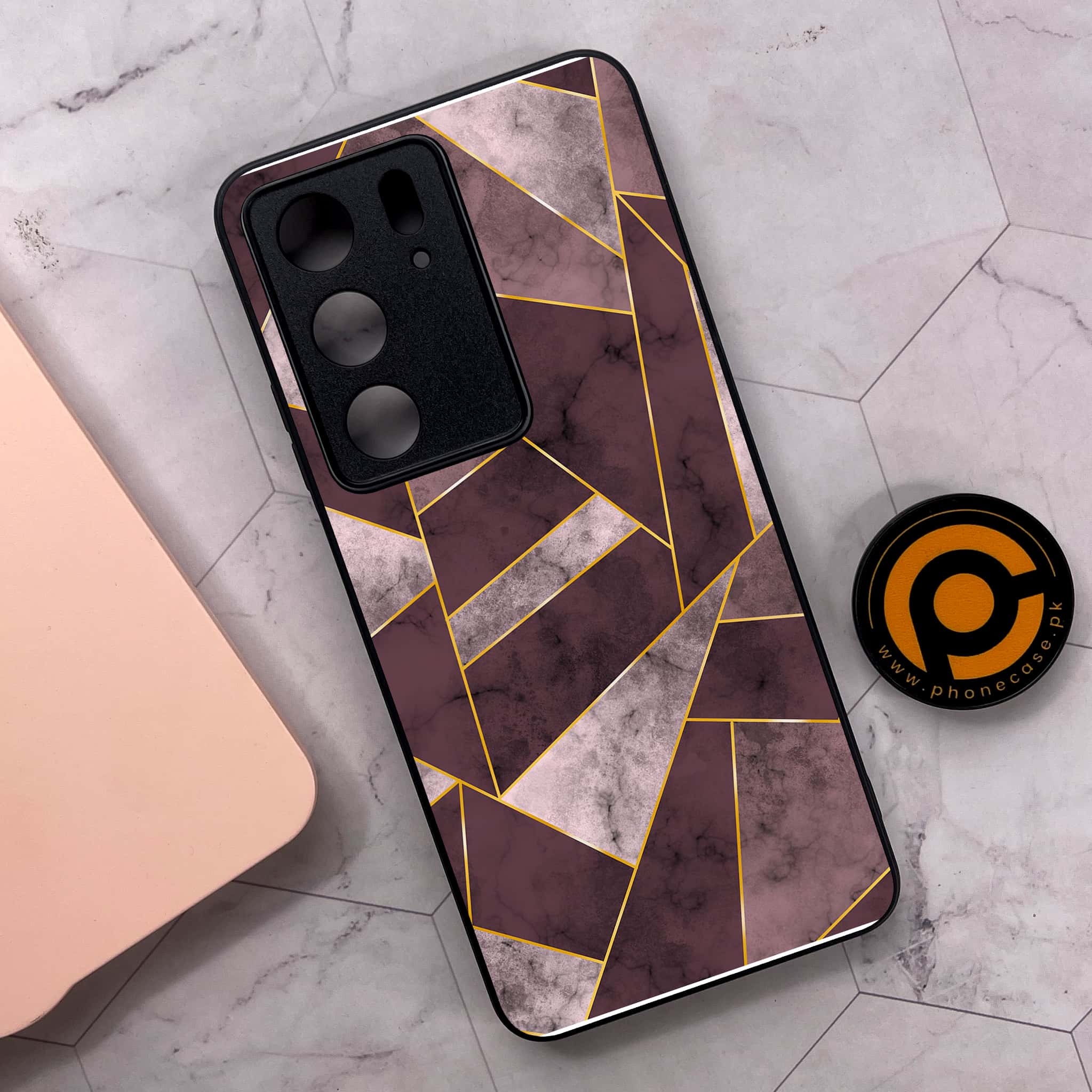 Realme C75x 4G - Geometric Marble Series - Premium Metal Printed soft Bumper shock Proof Case