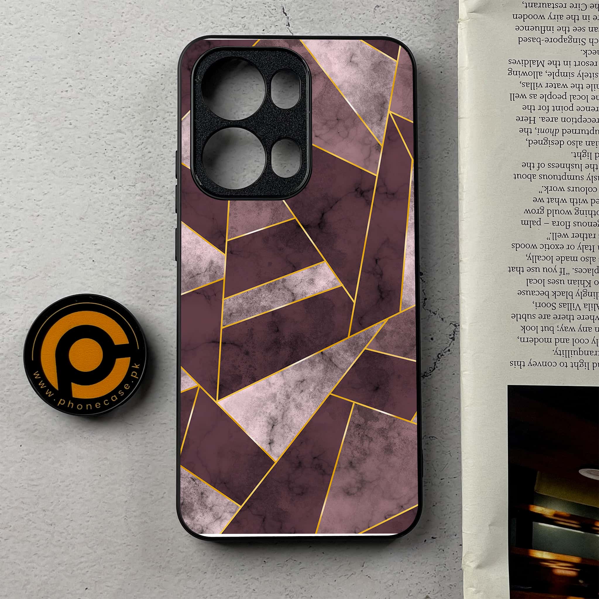 Oppo Reno 13 Pro - Geometric Marble Series - Premium Metal Printed Soft Bumper Shockproof Case