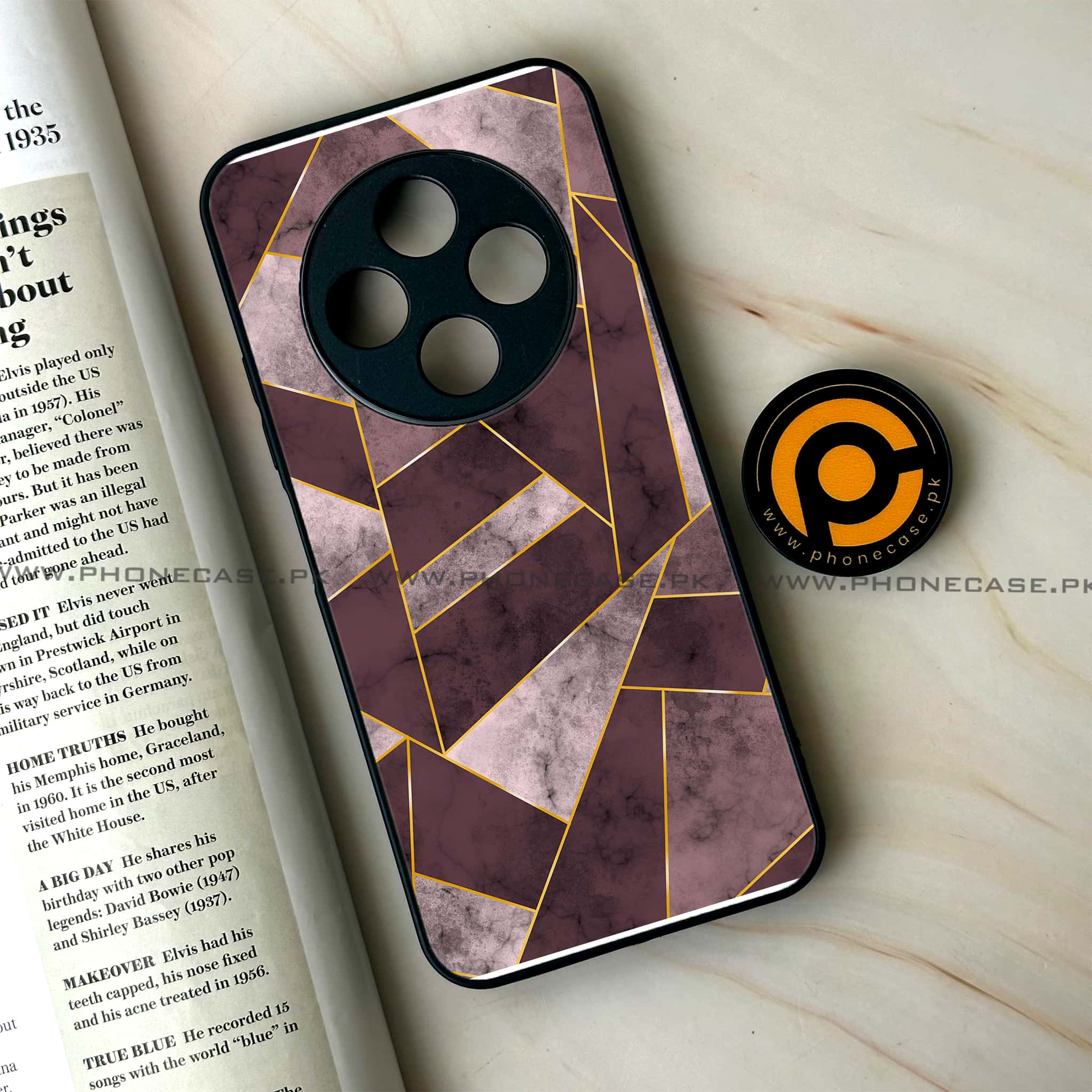 Tecno Spark 30C - Geometric Marble Series - Premium Printed Glass soft Bumper shock Proof Case